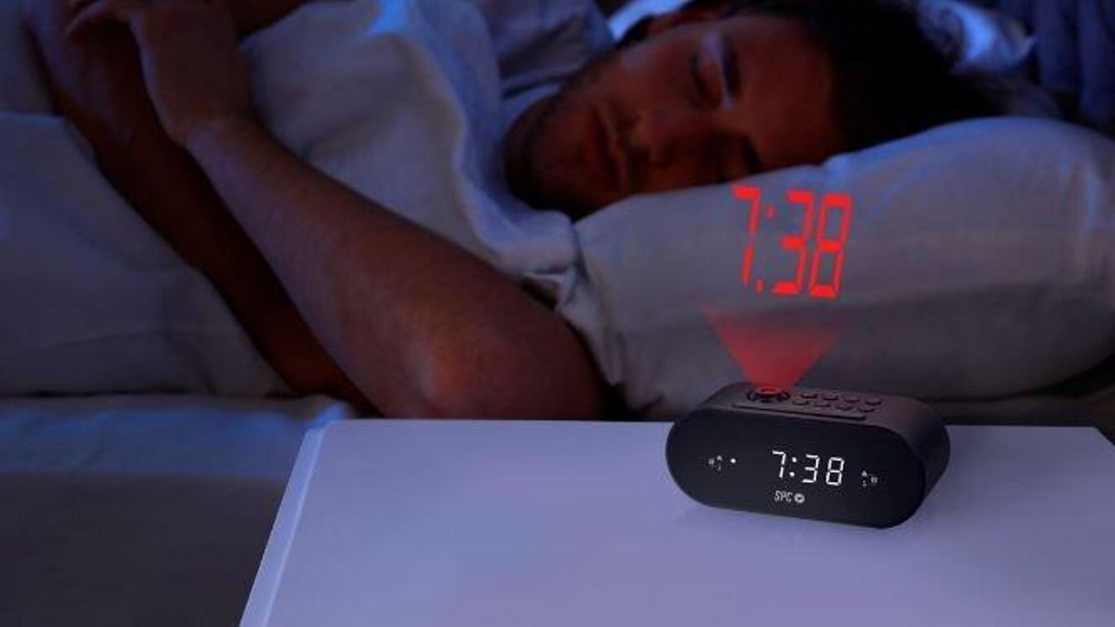 Radio despertador con luz led y proyector