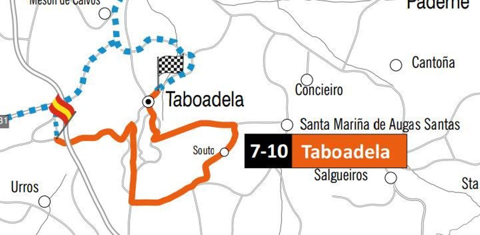 Mapa tramo 7 y 10 del Rally de Ourense Recalvi 2026.