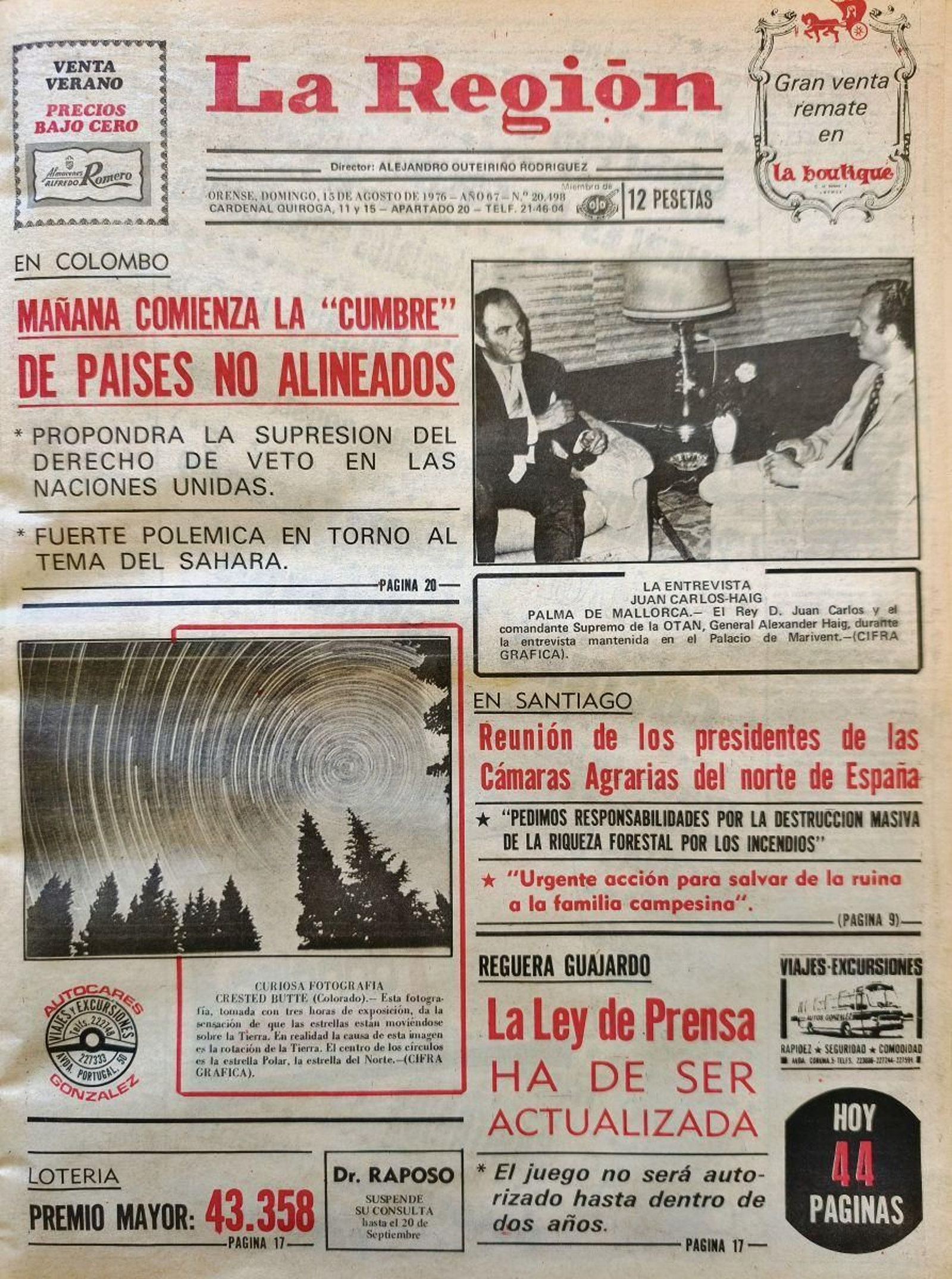 Titulares de La Región del 15 de agosto de 1976
