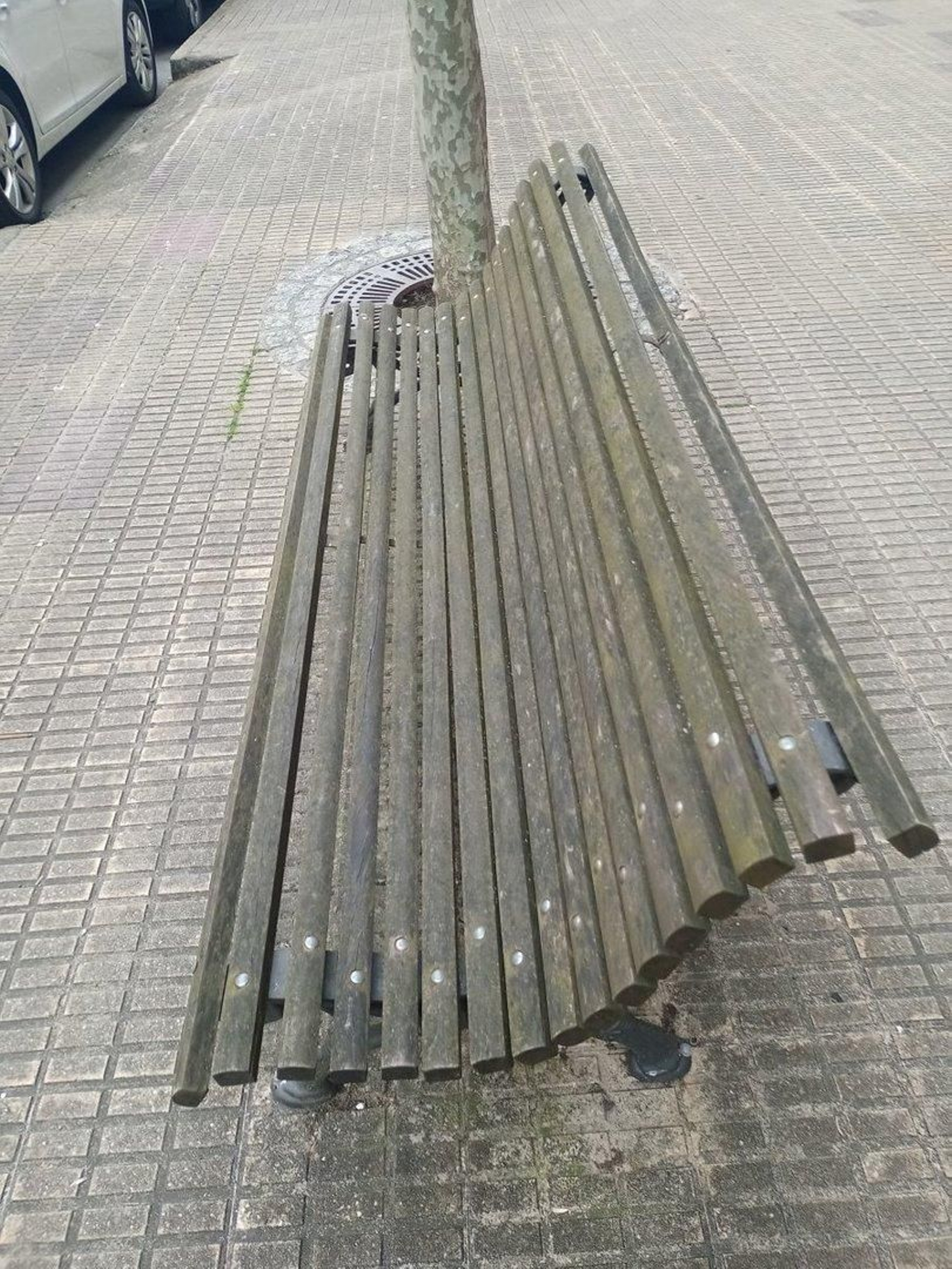 Banco en mal estado en Ourense.