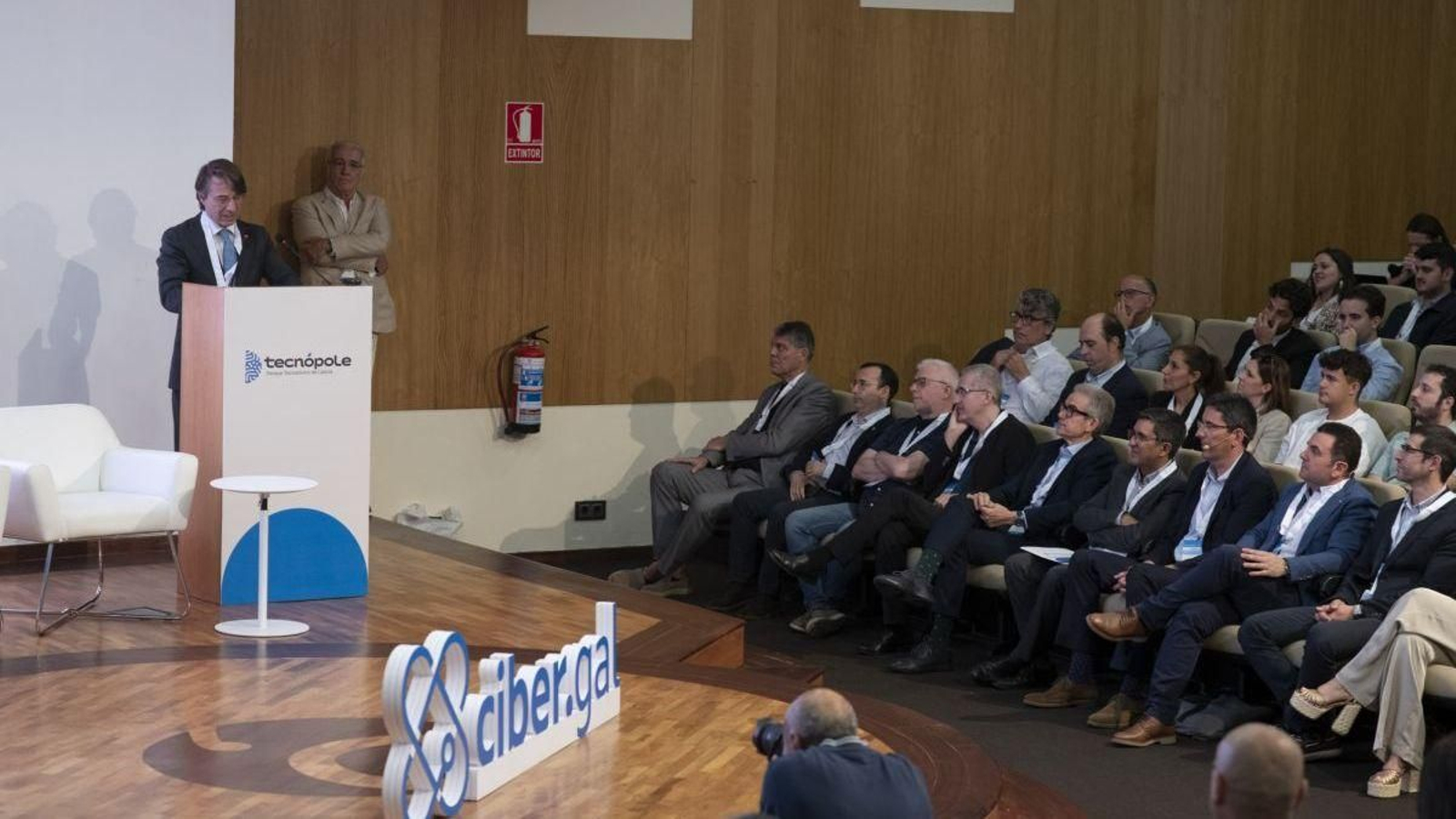 El conselleiro de Facenda, Miguel Corgos, en su intervención en la jornada de ciberseguridad.