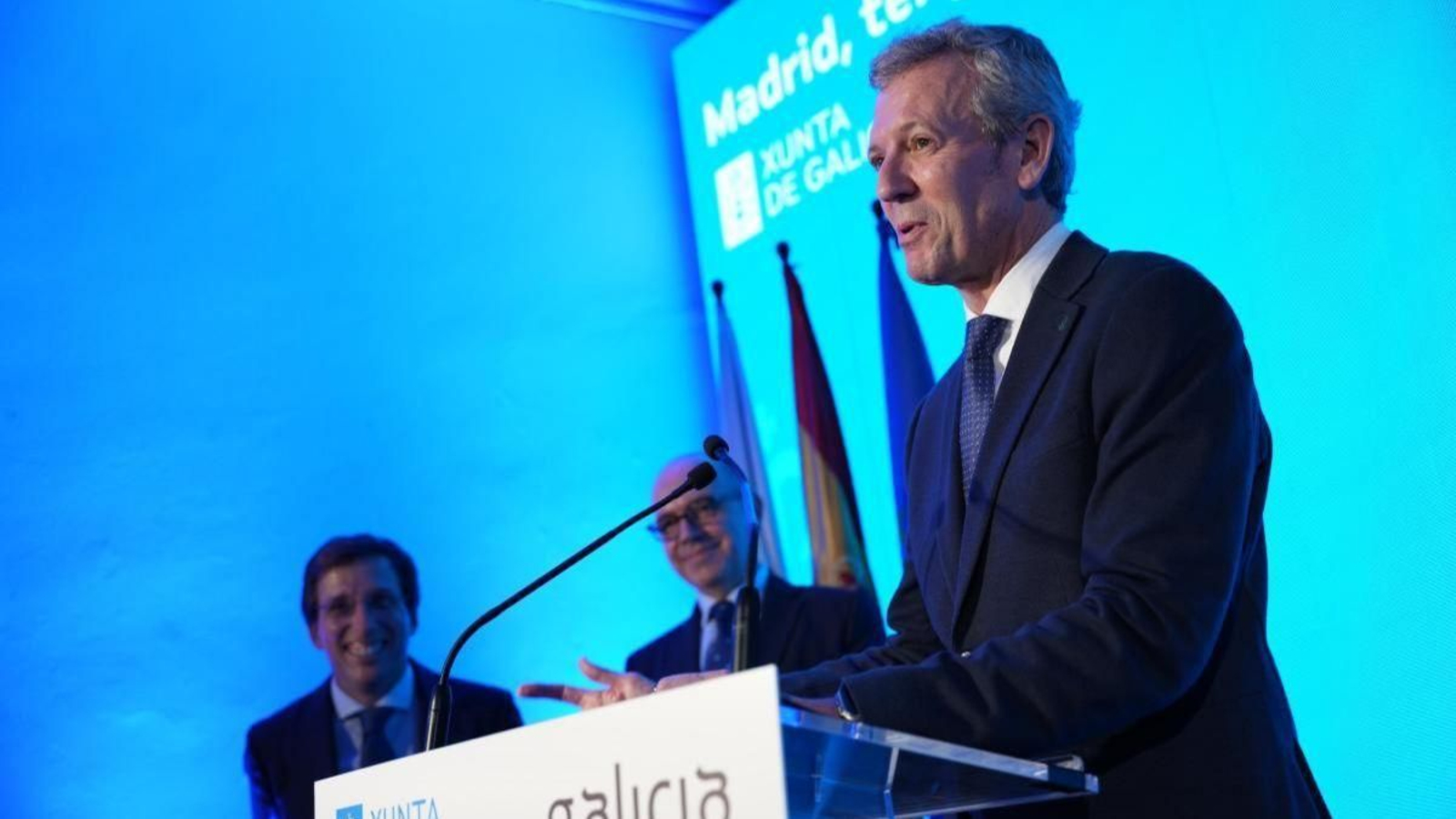 El presidente de la Xunta, Alfonso Rueda, durante la presentación en la Casa de Galicia.