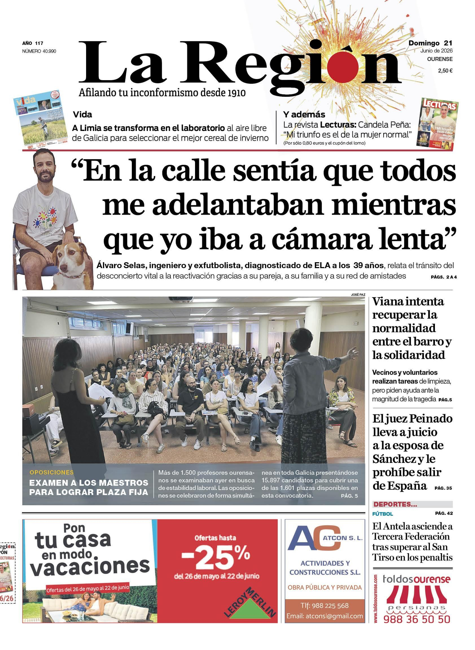 La portada de La Región de este domingo.