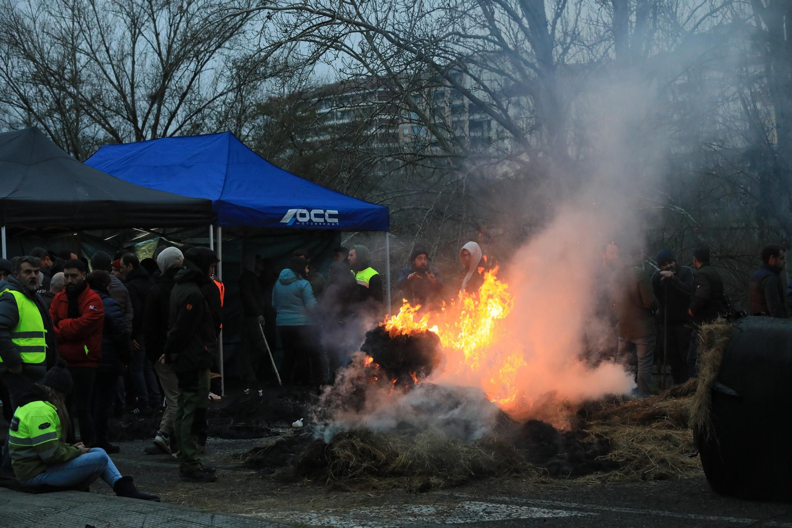 Galería | Largas hileras de tractores bloquean la N-120 en Ourense, en el cuarto fin de semana de protestas