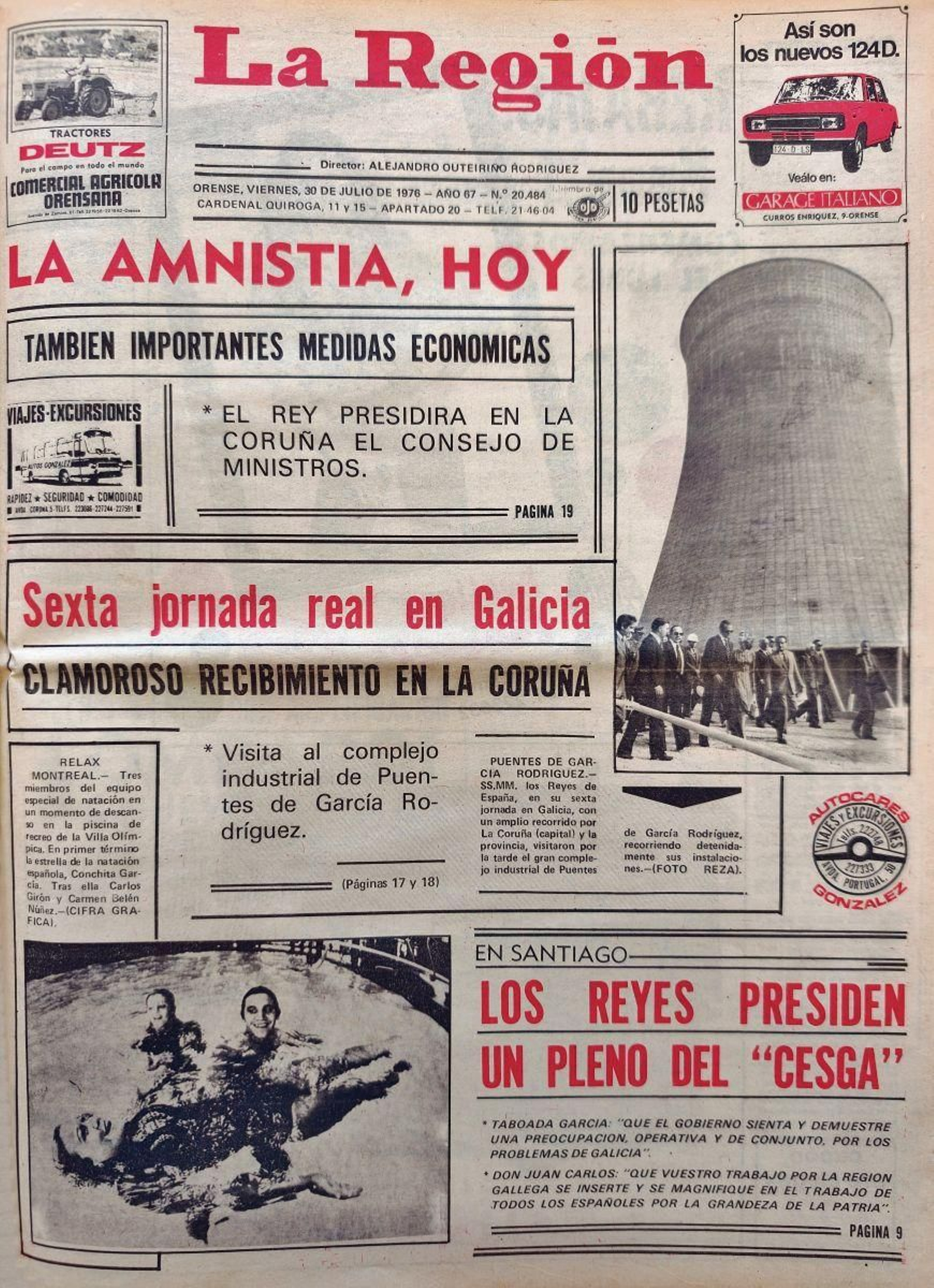 Primera página del 30 de julio de 1976.