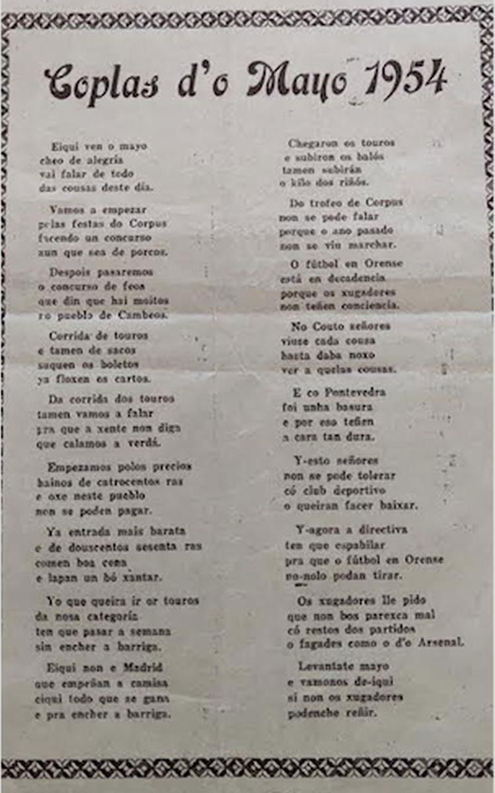 El autor se queja del alto precio de las entradas para los toros con motivo de las fiestas de 1954.12