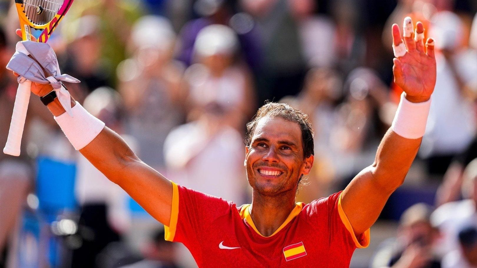 Rafa Nadal celebra la victoria ante Fucsovics (EP).