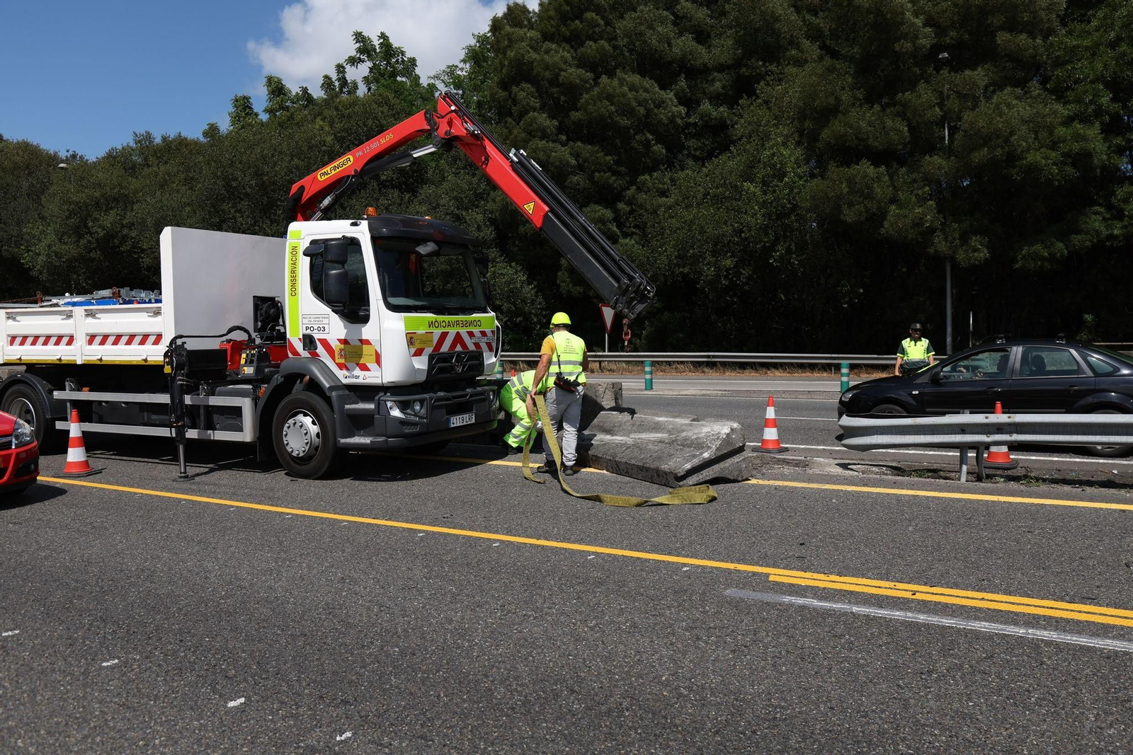 Accidente en la A-55 en Mos, Porriño. // Alberte