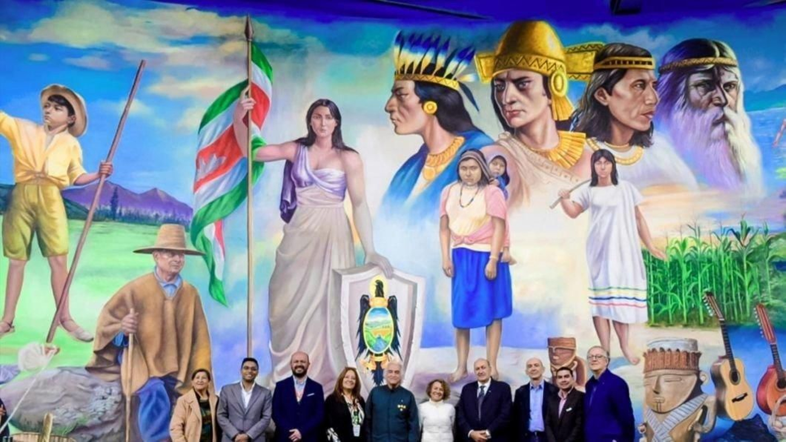 El director de Termatalia, Rogelio Martínez, tercero por la derecha, con la delegación colombiana.