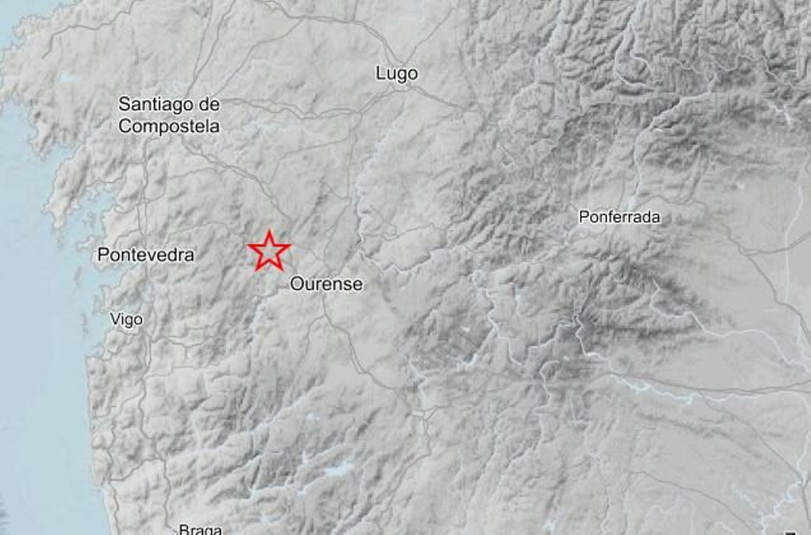 Epicentro del terremoto en O Carballiño.