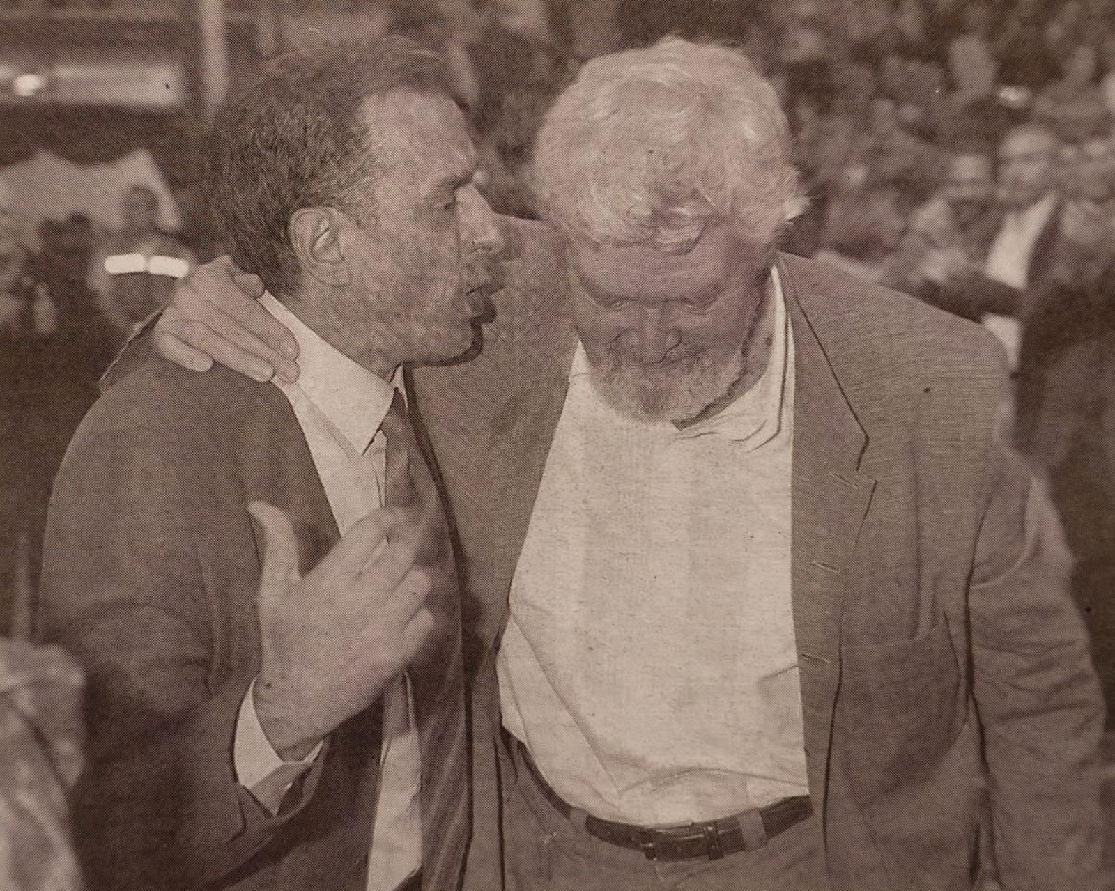 Alfredo Suárez Canal y Xosé Manuel Beiras en el mitin del BNG en el Pabellón de Ourense.