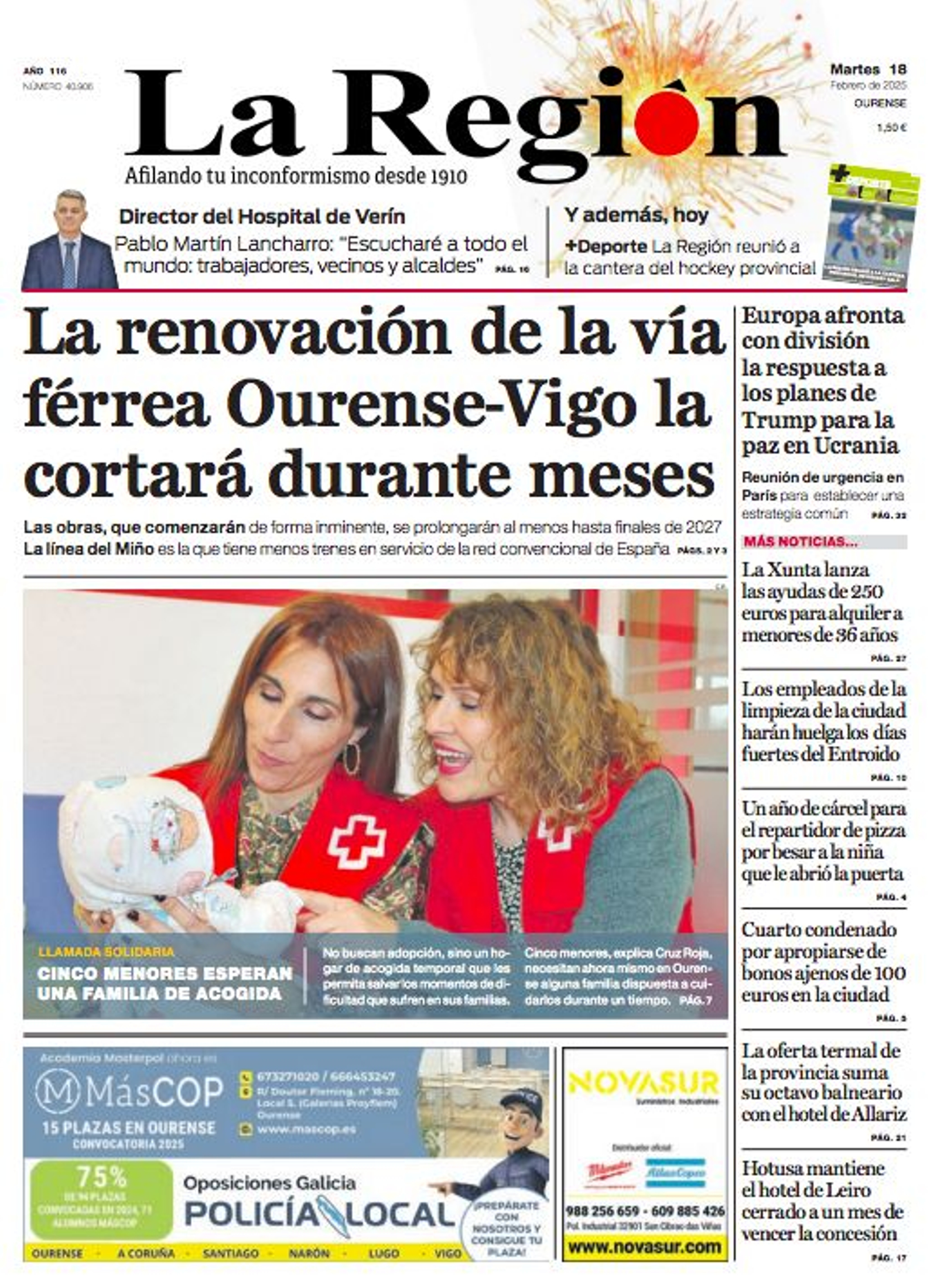 La portada de este martes, 18 de febrero.