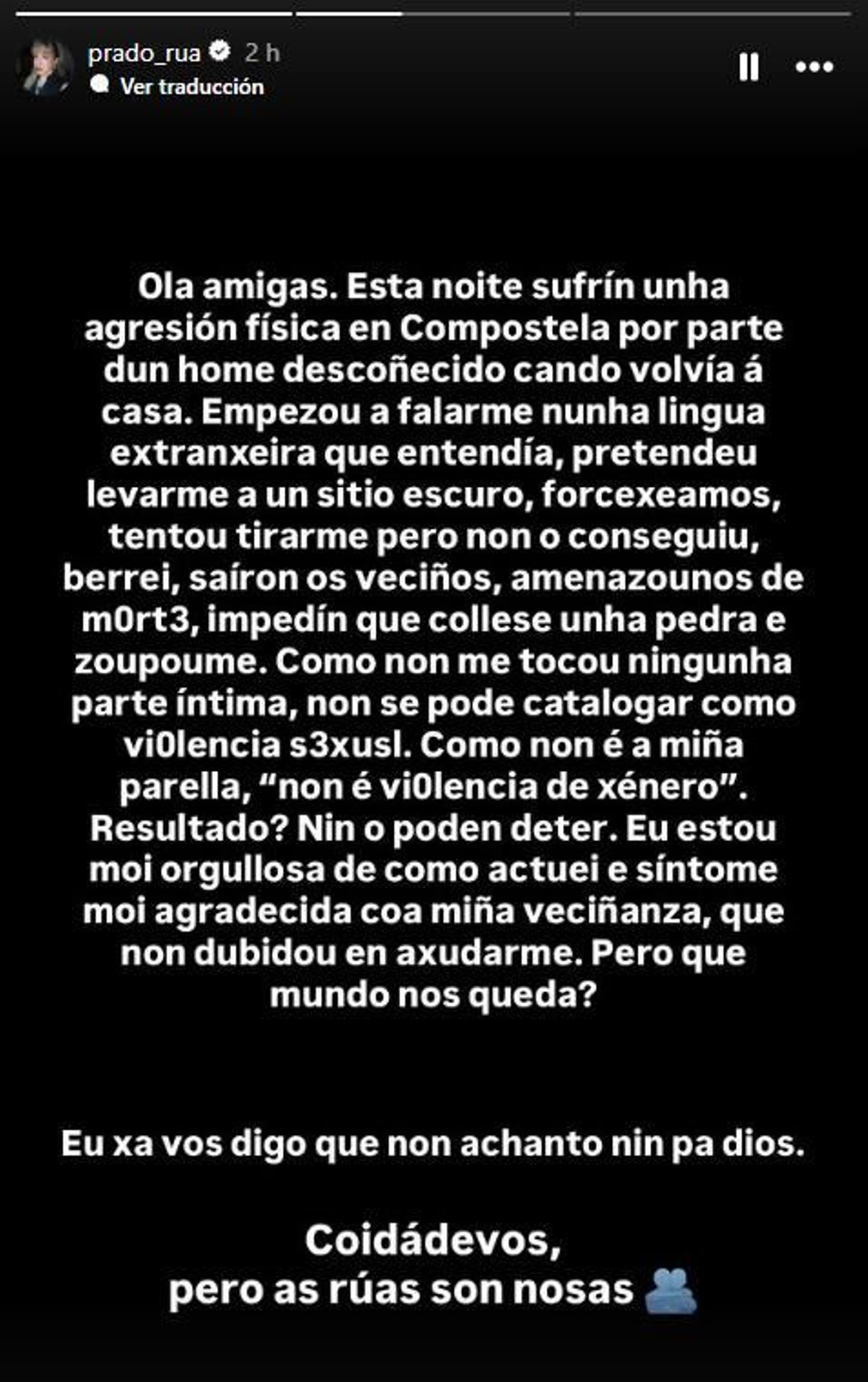 Comunicado da ourensá nas súas redes