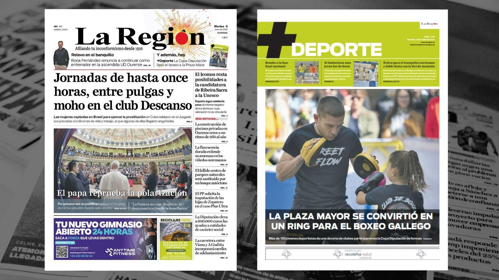 Los titulares de La Región de este martes, 9 de junio