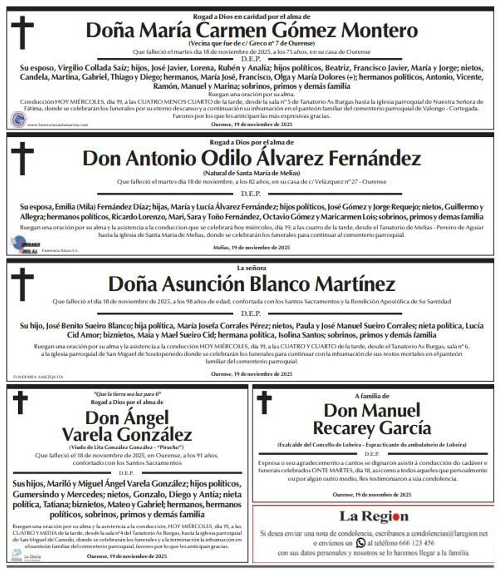 Esquelas 19 de noviembre