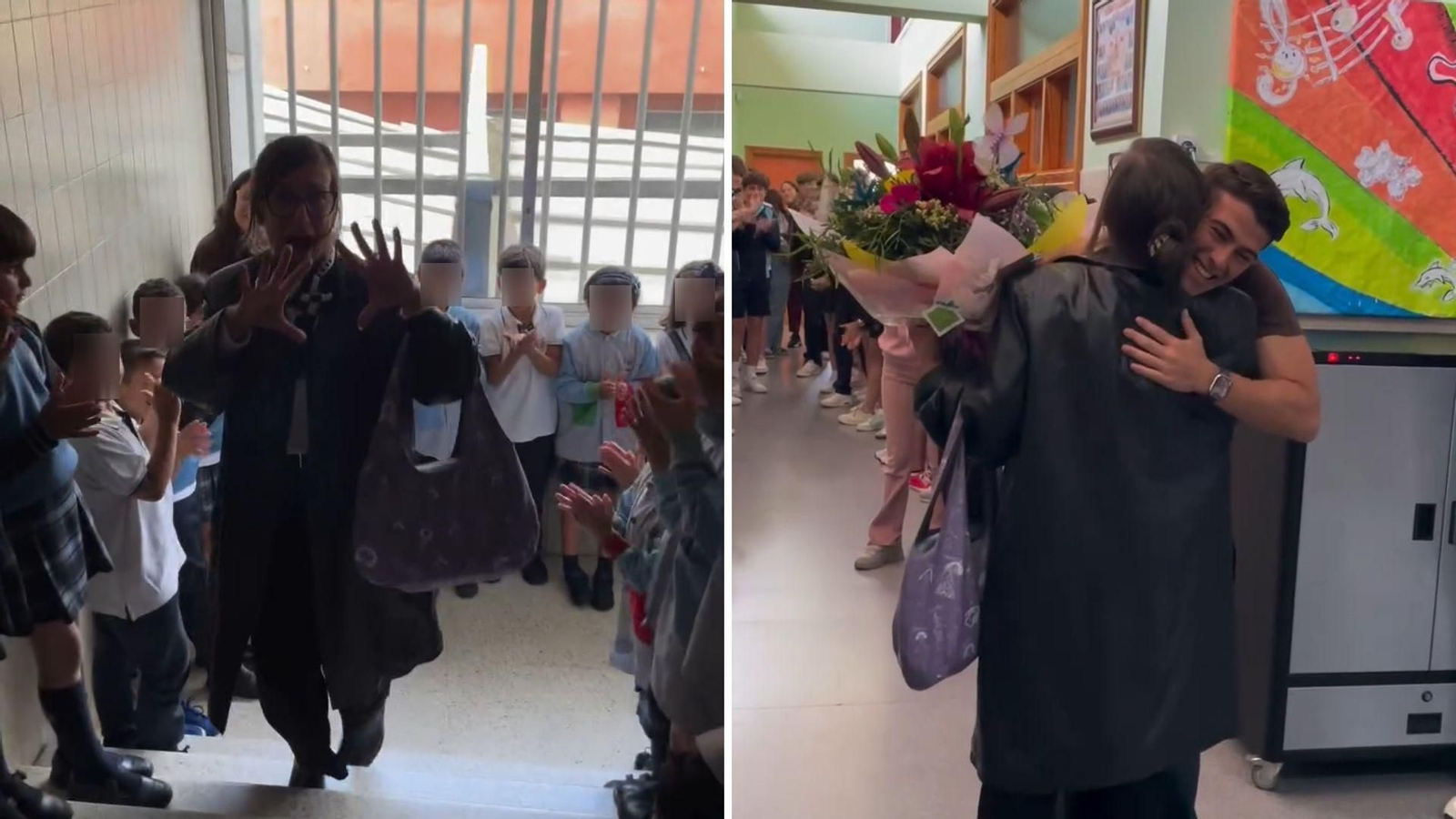 Celia, durante el homenaje que le hicieron sus alumnos y compañeros de Calasancias.