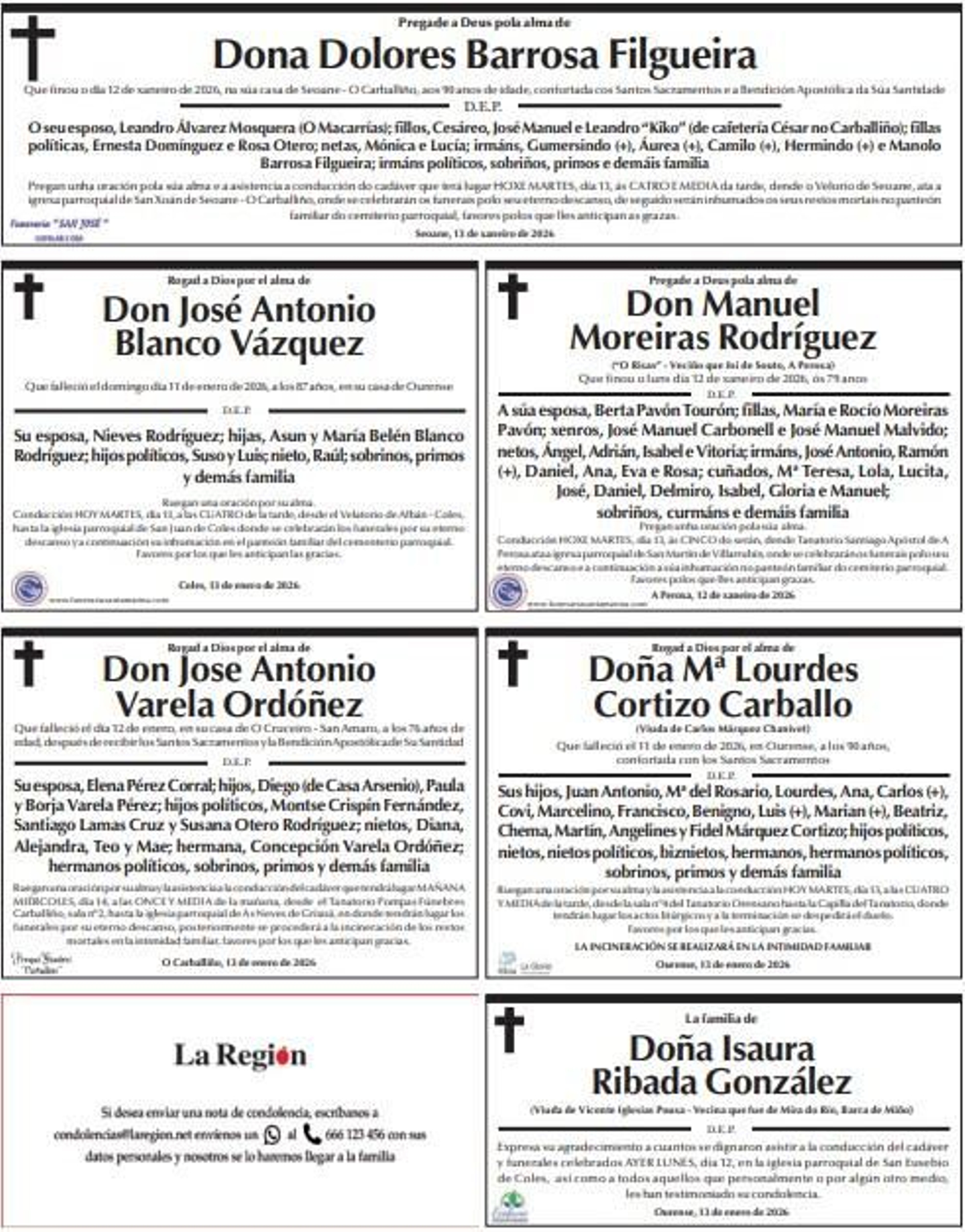 Las despedidas de este martes en La Región