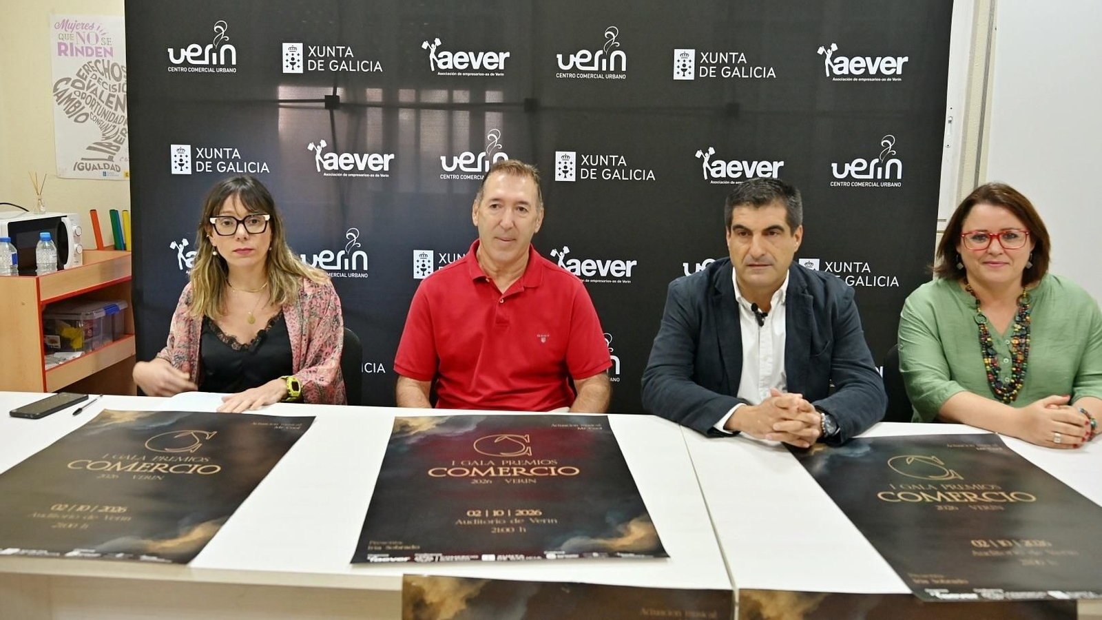 Esther Gómez, Manuel Lorenzo, Gabriel Alén e Marta Vázquez, durante a presentación da Gala.