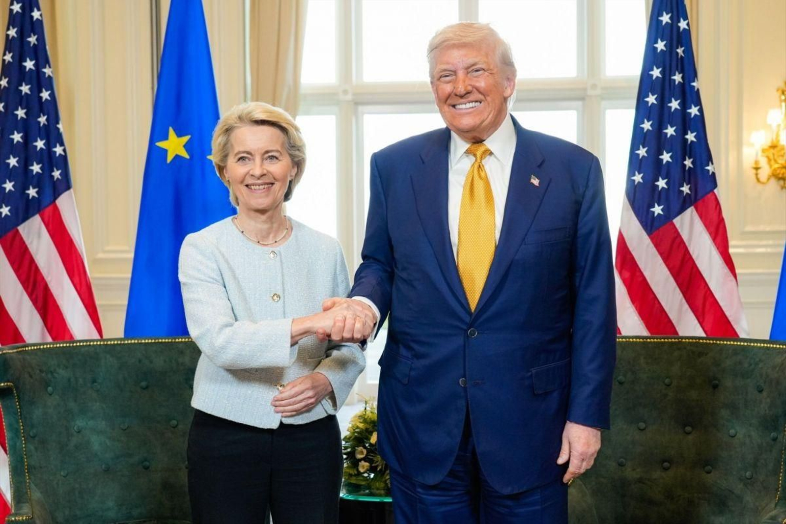 Ursula von der Leyen y Donald Trump en la Casa Blanca.