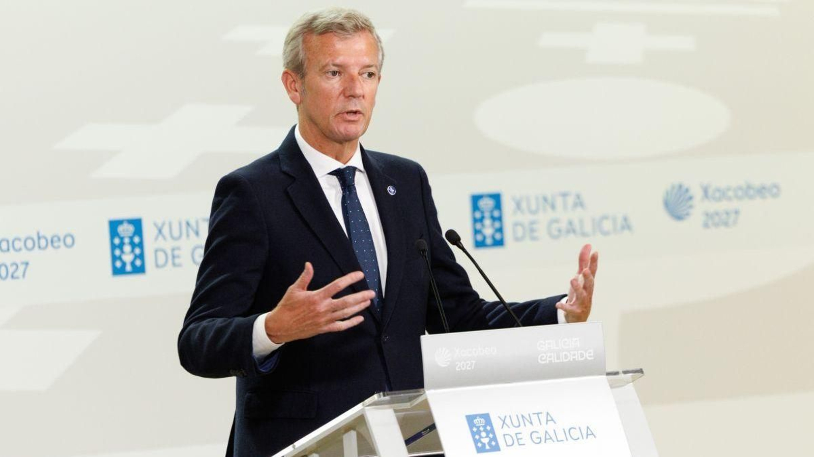 Alfonso Rueda, el presidente de la Xunta, ayer en su comparecencia tras el Consello.