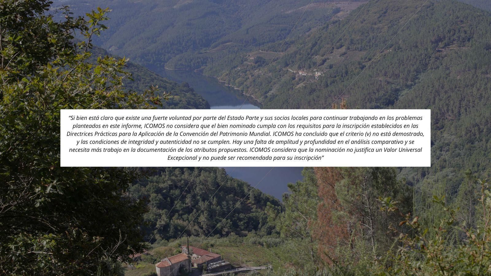 Un fragmento del informe de Icomos a la Ribeira Sacra.