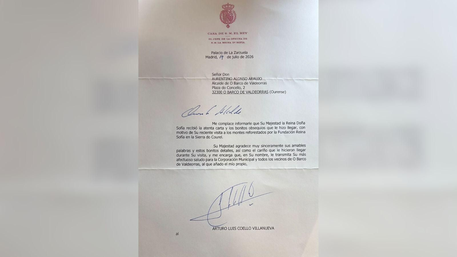 La reina Sofía agradeció el “cariño” que recibió en O Castro