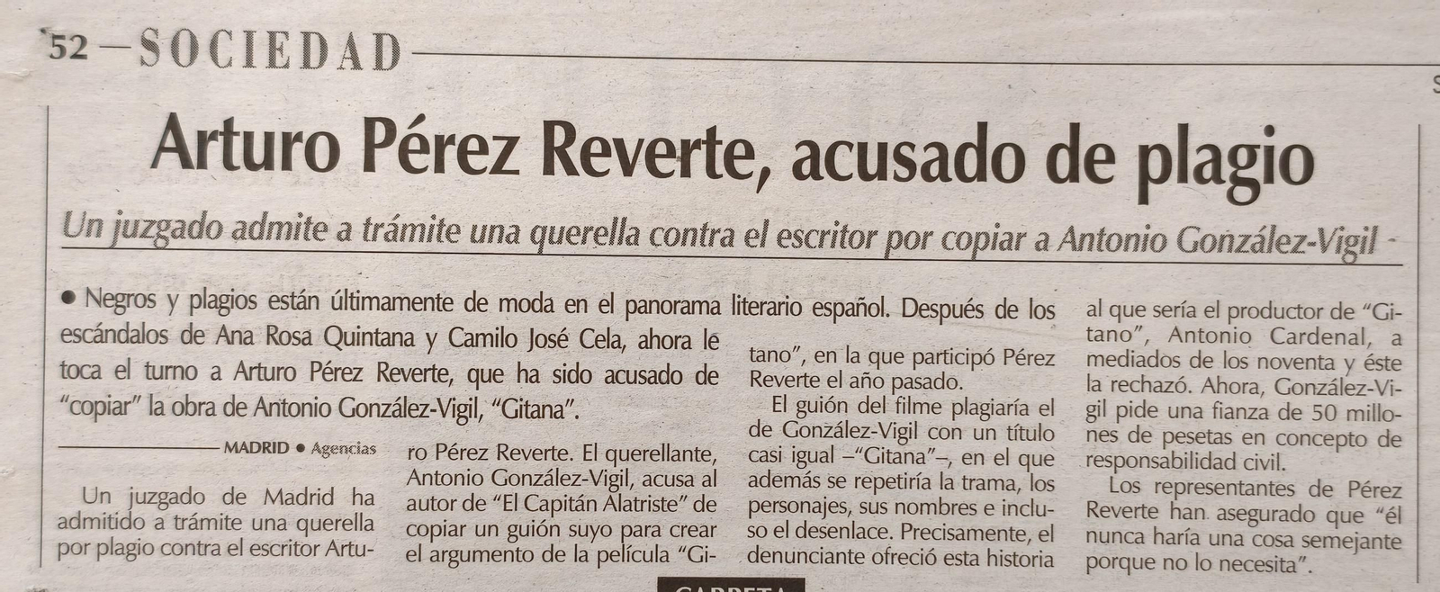 Noticias escaneadas del periódico La Región del 29 de julio del 2001.