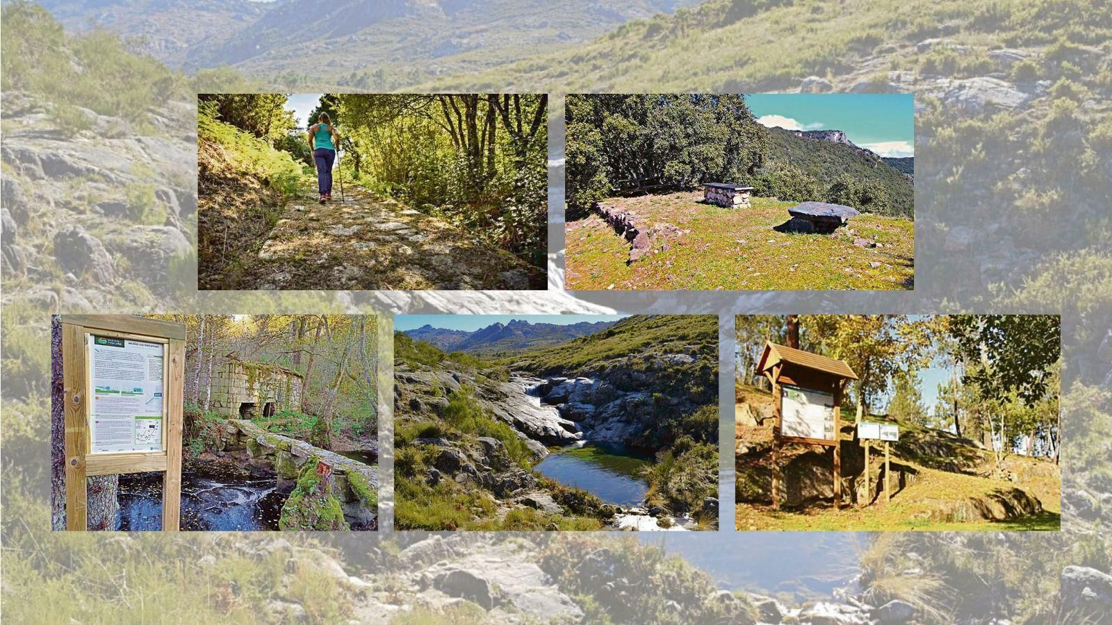 Senderistas recorriendo uno de los parajes naturales de Ourense, entre vegetación, ríos y zonas de sombra.