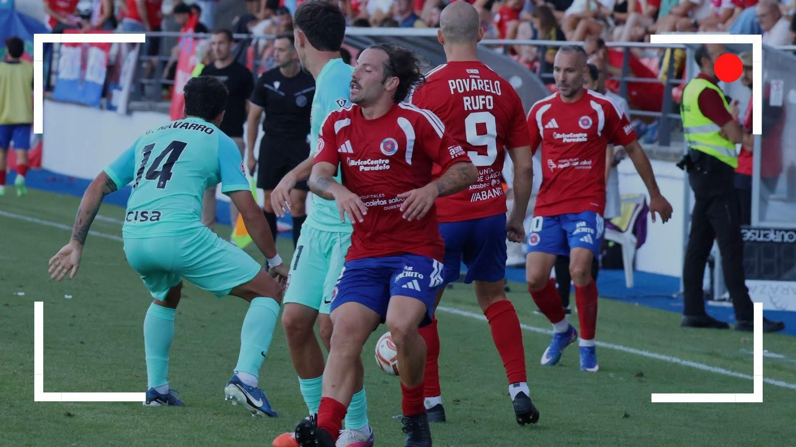 Varo, Rufo y Ferreiro durante el partido en O Couto ante la UD Logroñés.