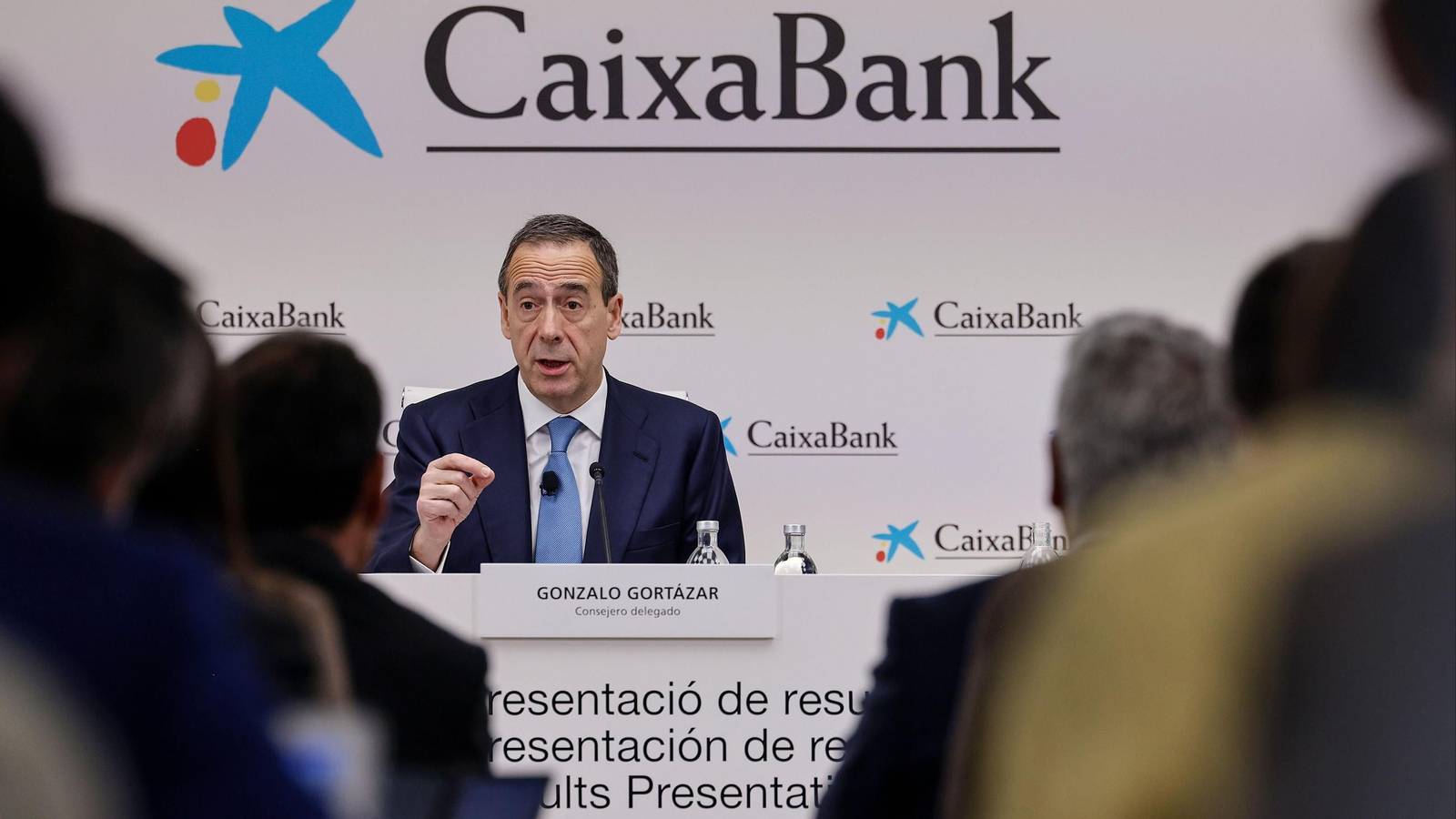 El consejero delegado de CaixaBank, Gonzalo Gortázar, presenta los resultados de la entidad.
