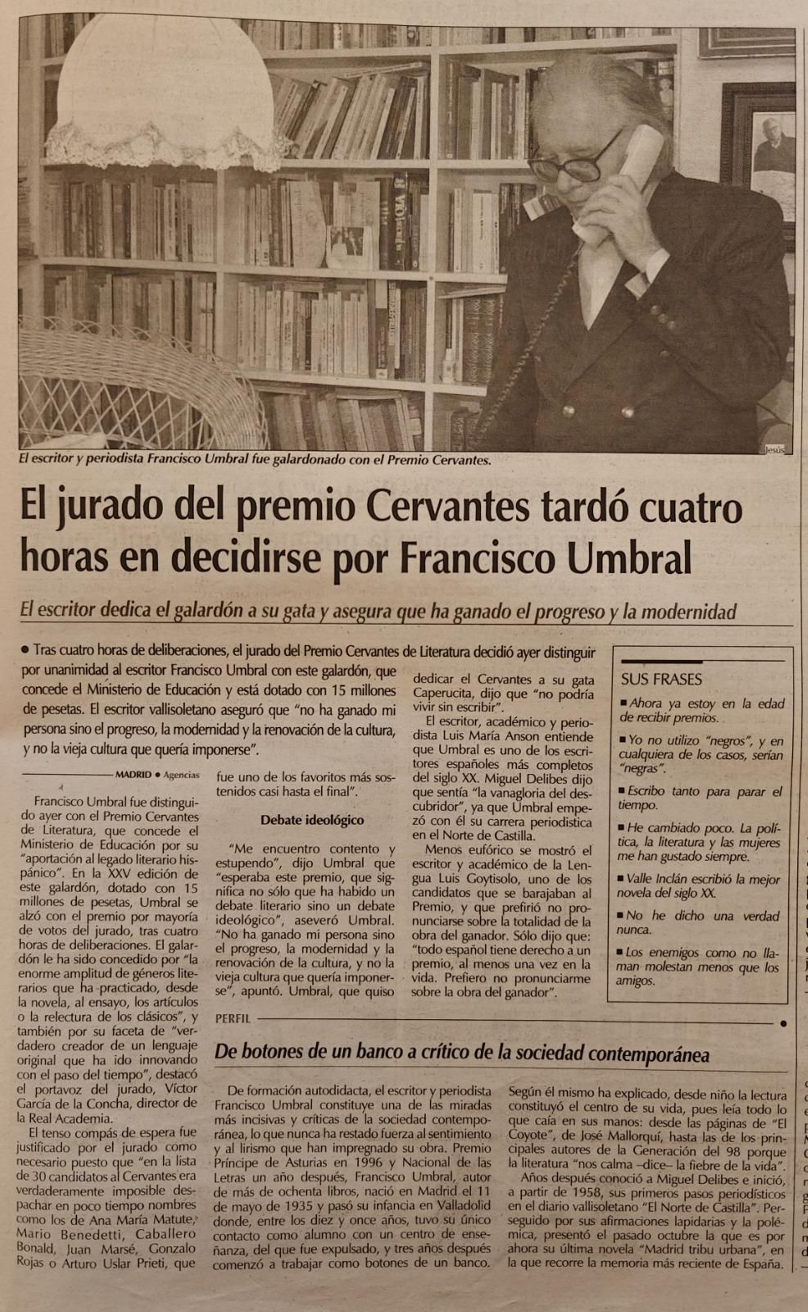 La nota donde se da la noticia