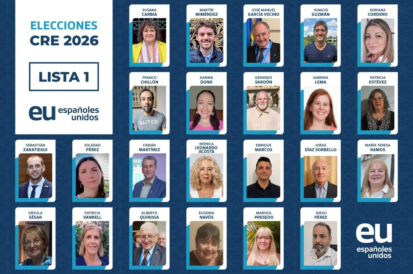 La candidatura de la Lista 1 de "Españoles Unidos"