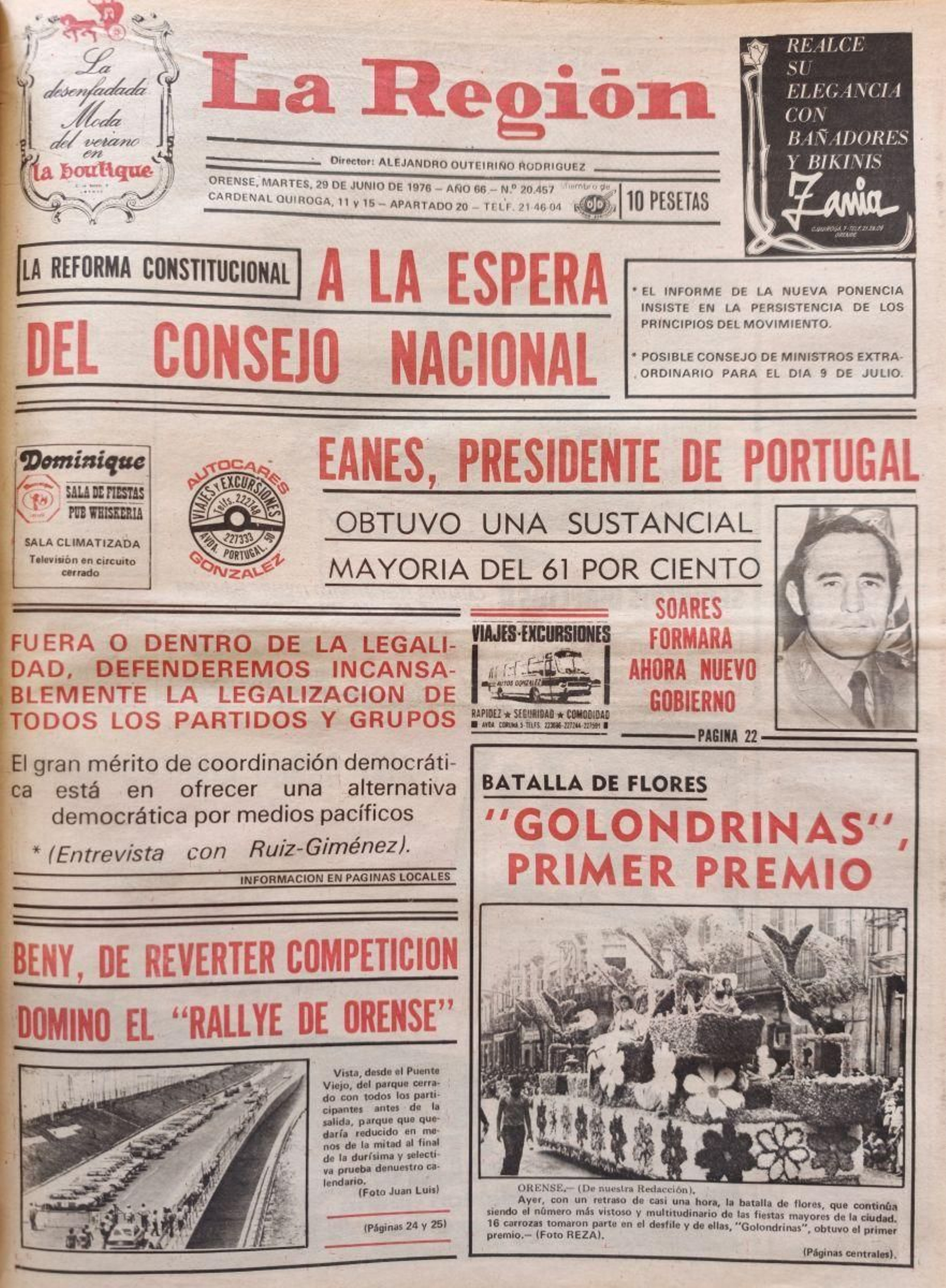 La portada de La Región de 1976.