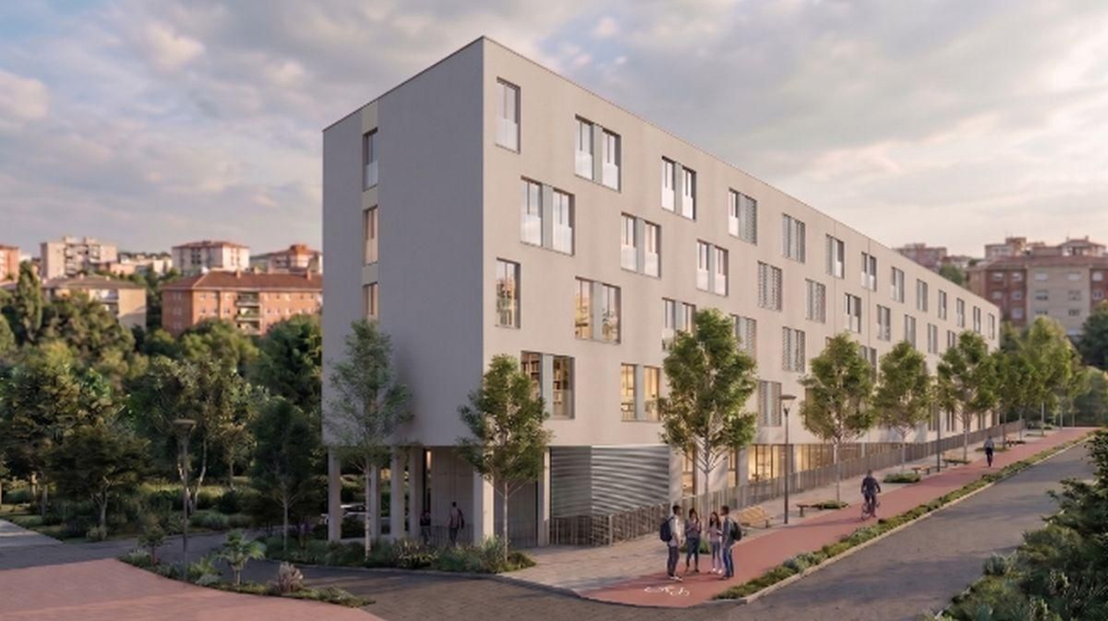 Infografía del edificio destinado a alojamientos compartidos para jóvenes