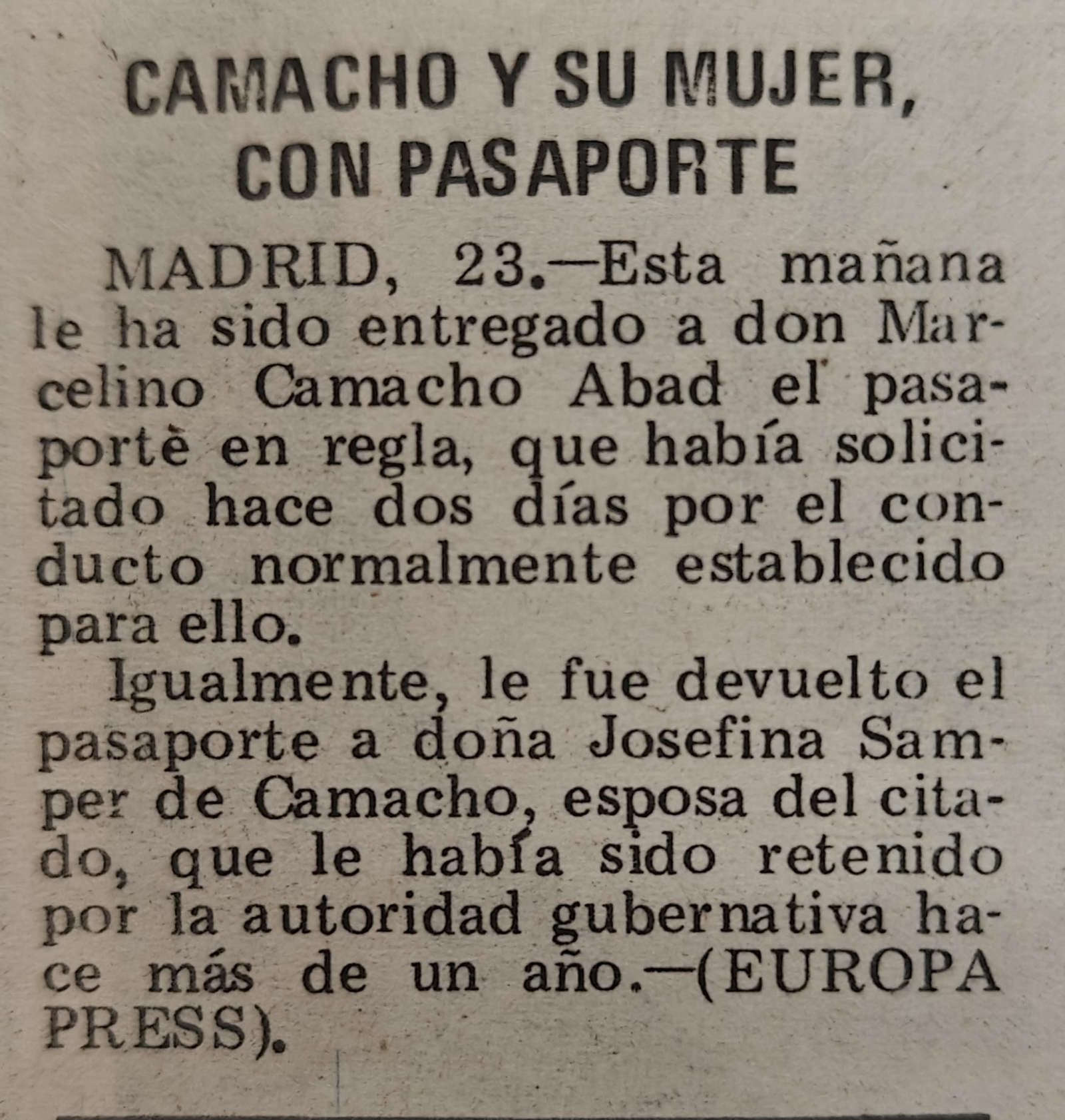 Recorte de la época.