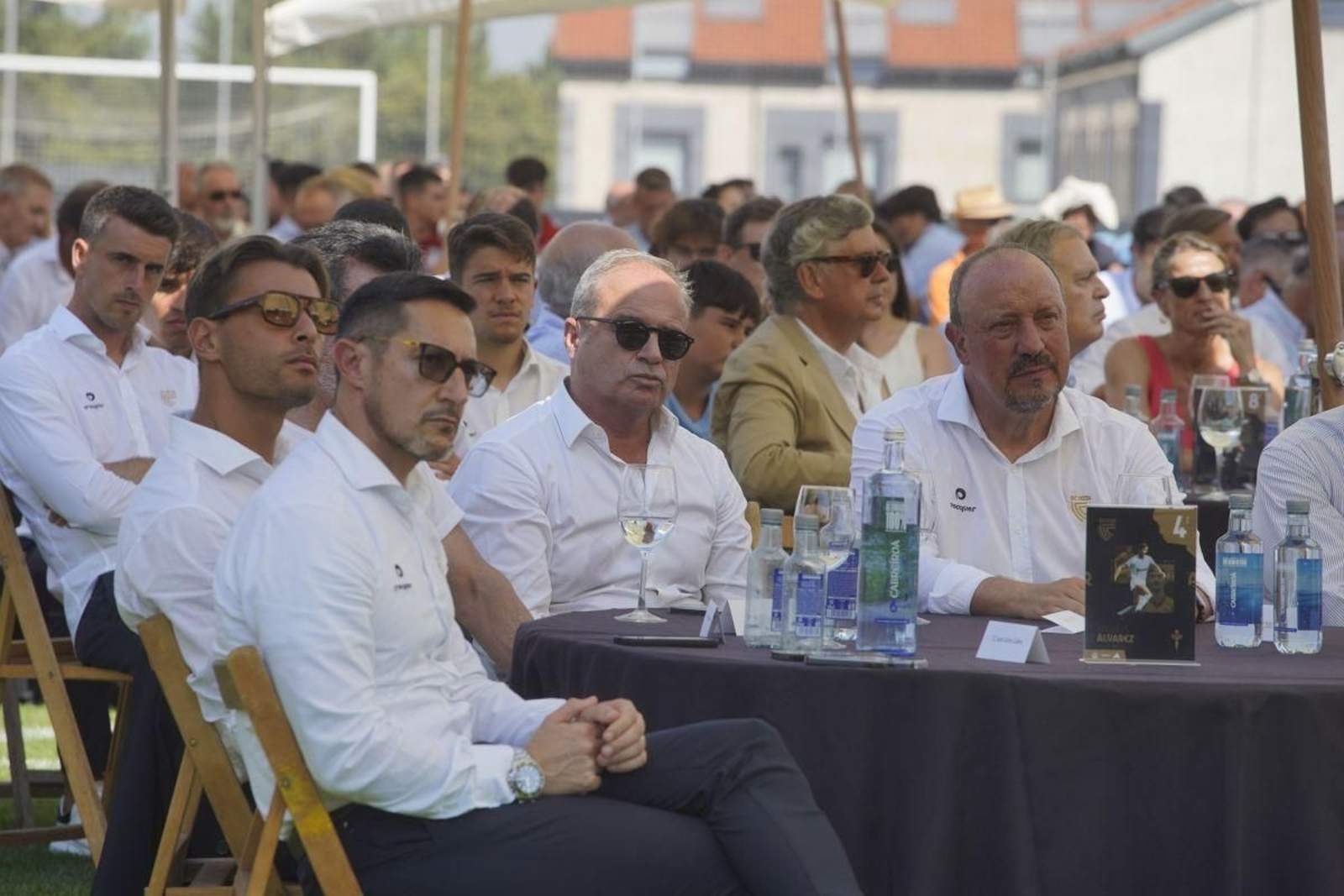 Juan Carlos Calero y Luís Campos, en el acto del centenario del Celta el pasado agosto.