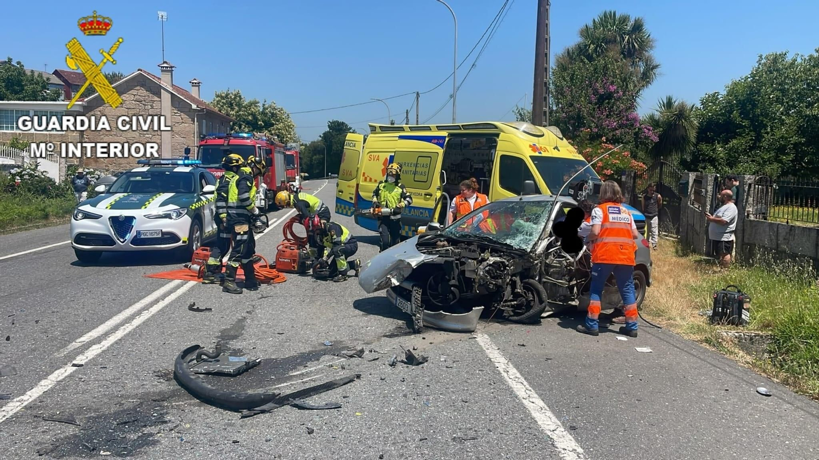Imagen del accidente de tráfico en Pontevedra.