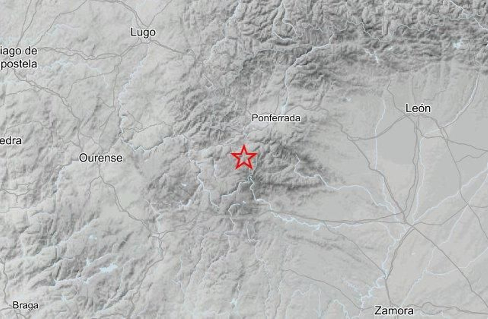 Epicentro del terremoto en Carballeda