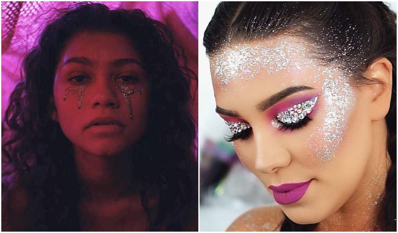 La purpurina, usada para adornar la cara.