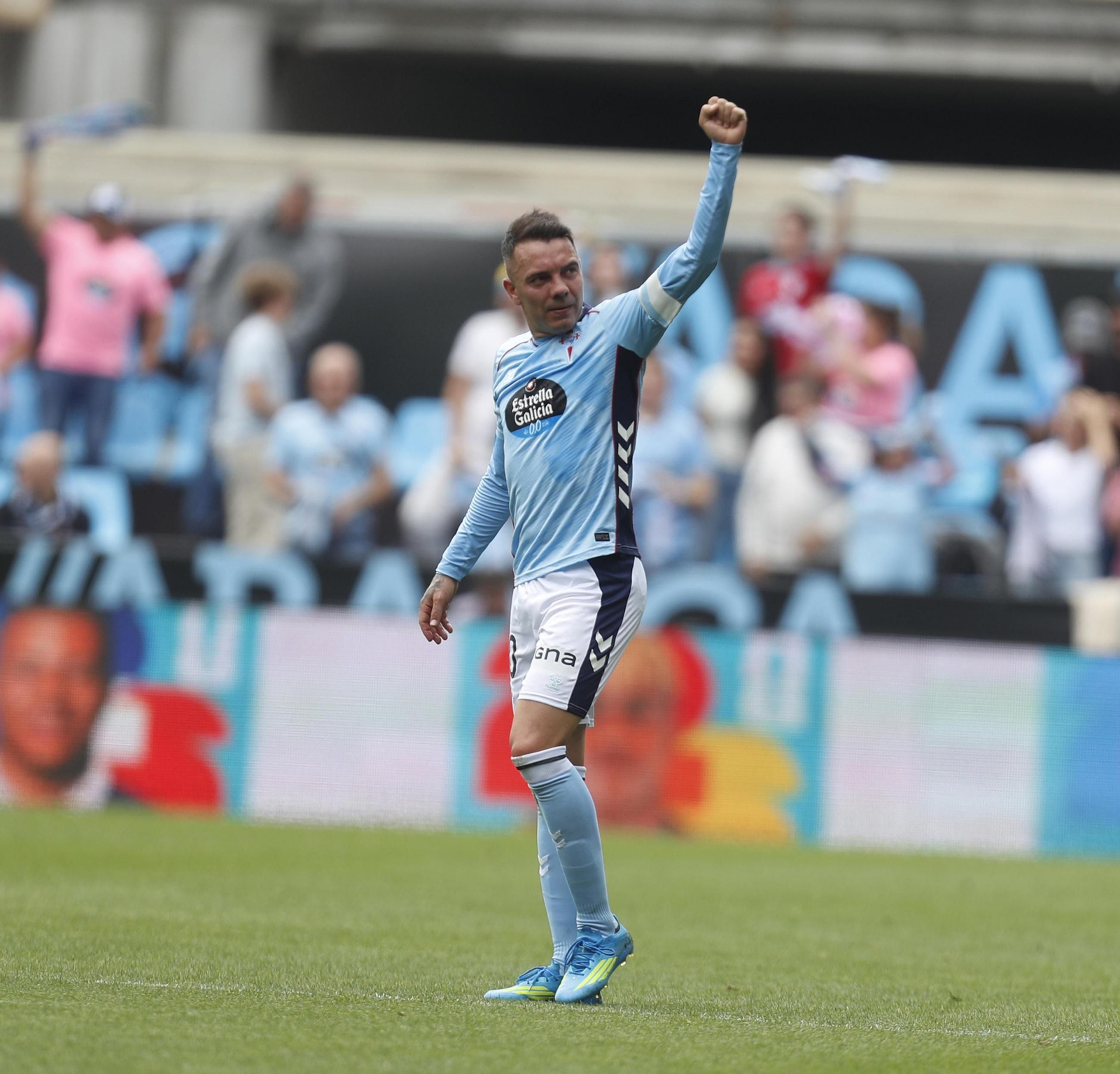 Aspas celebrando el gol que marcó al Elche el pasado día 3.