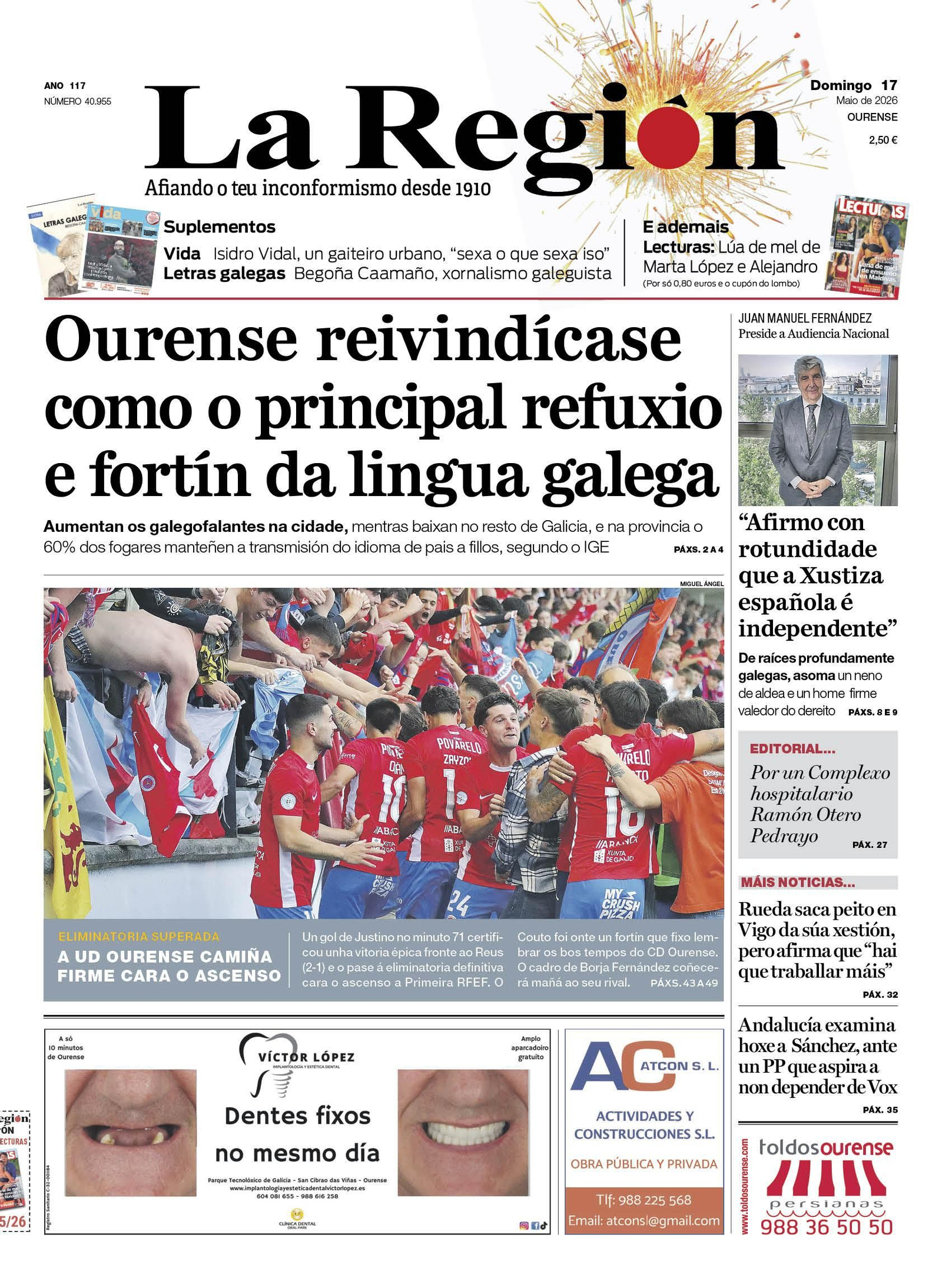 A portada deste domingo.