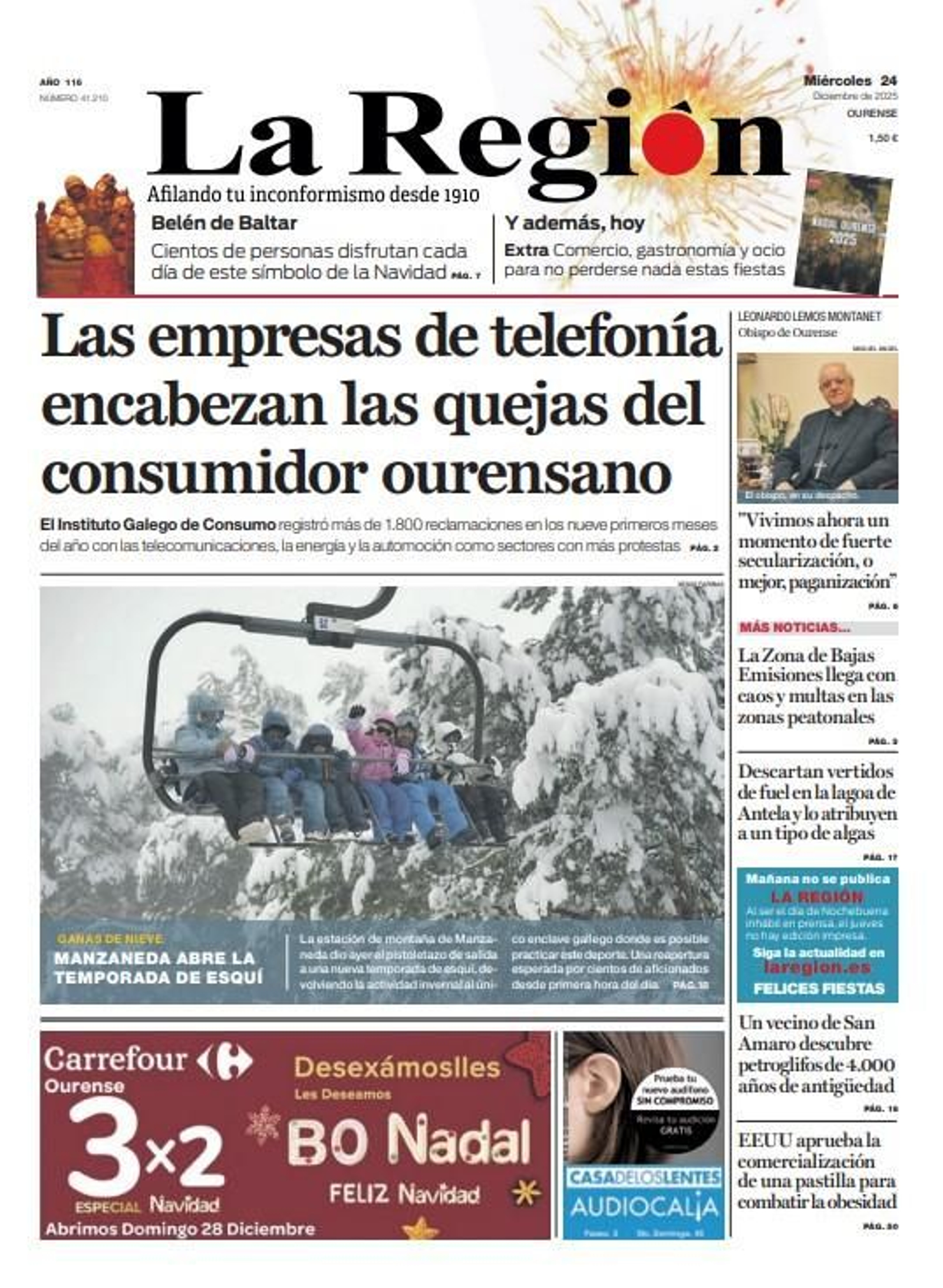 Los titulares de La Región de este miércoles, 24 de diciembre