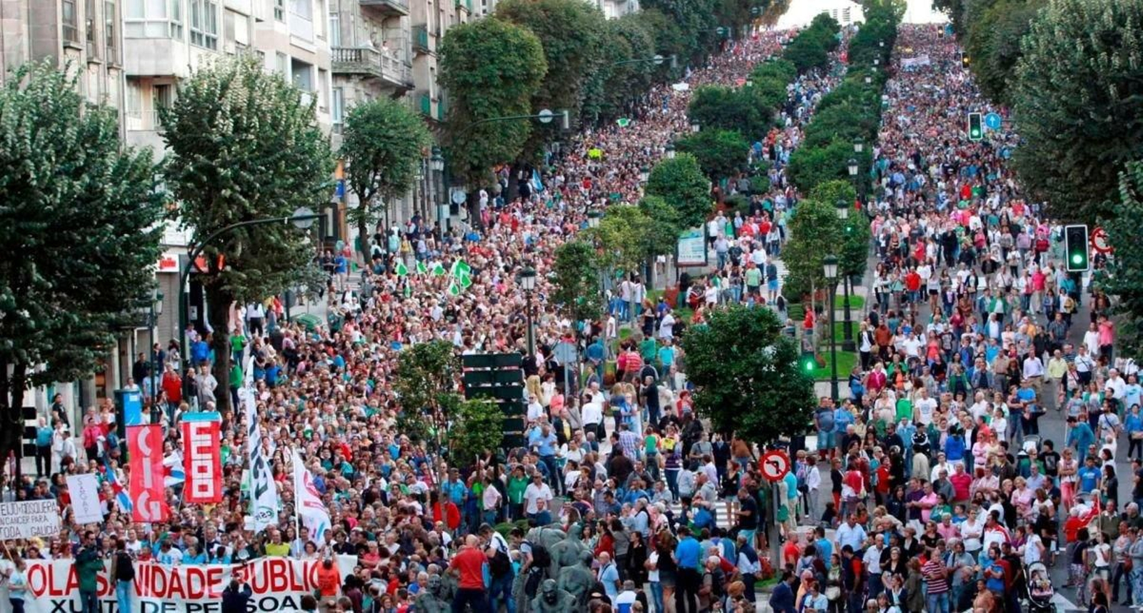 La manifestación del 3 de septiembre de 2015 contra el modelo del Cunqueiro fue de las mayores de Vigo.