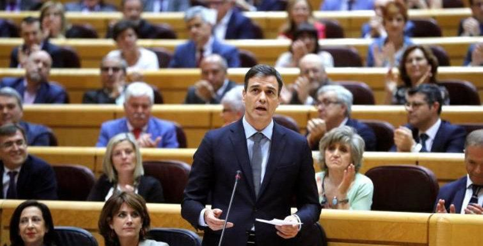 Pedro Sánchez en la sesión a control al gobierno en el Senado.