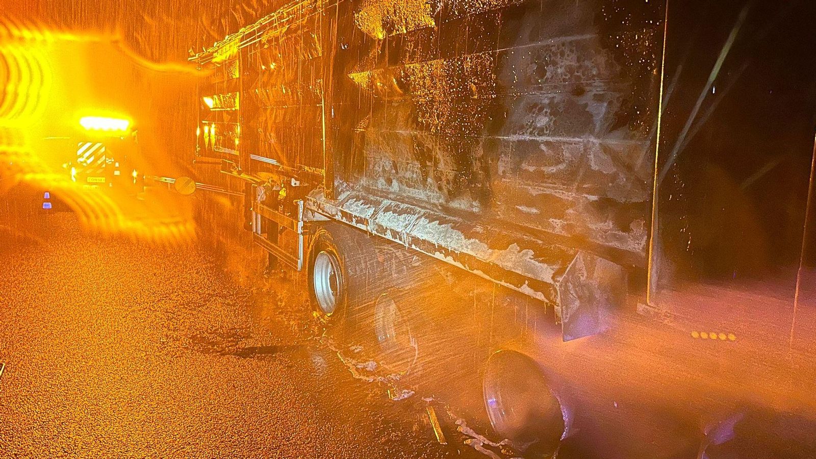 El estado del camión calcinado