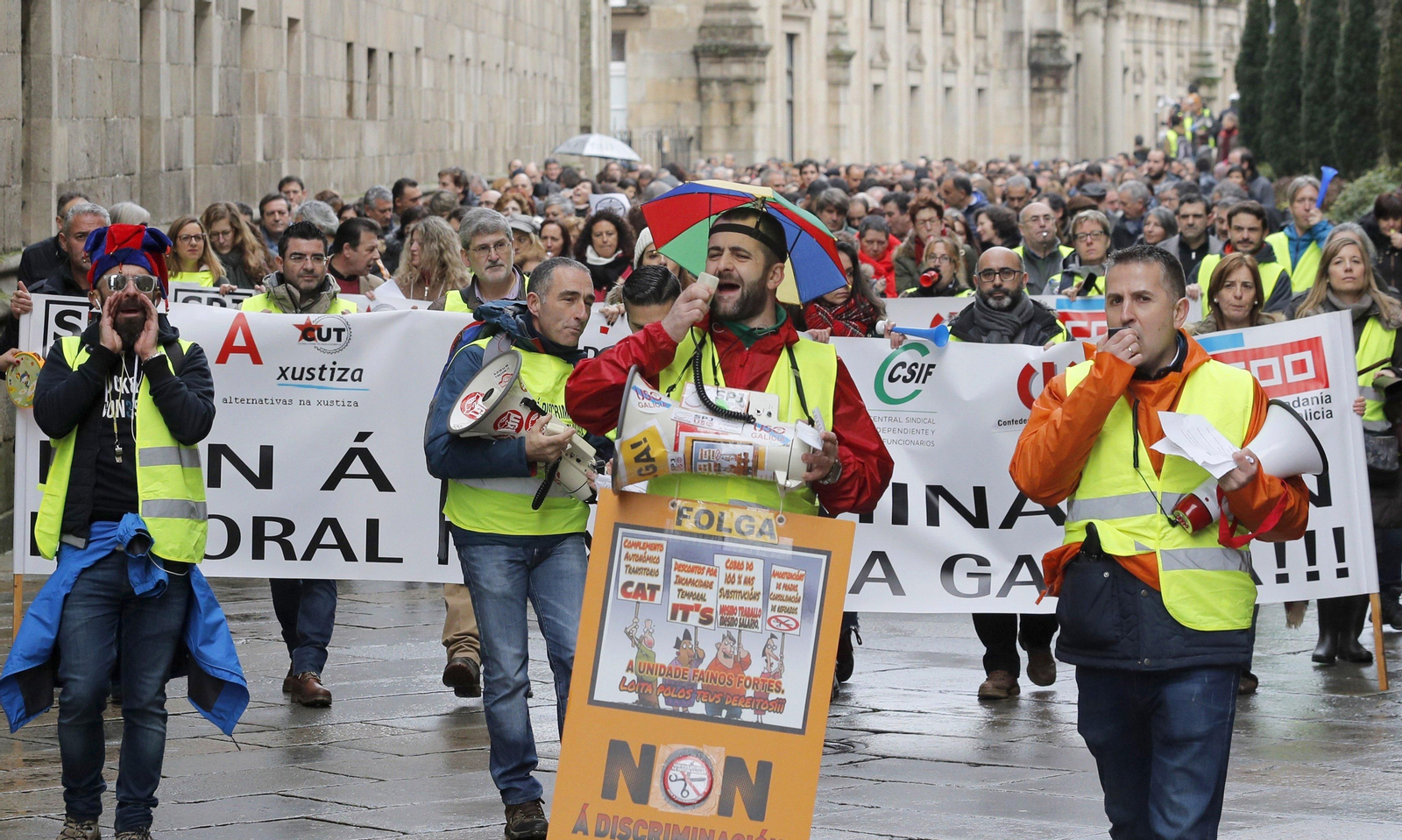 Manifestación de los funcionarios judiciales, el pasado jueves en Santiago de Compostela.