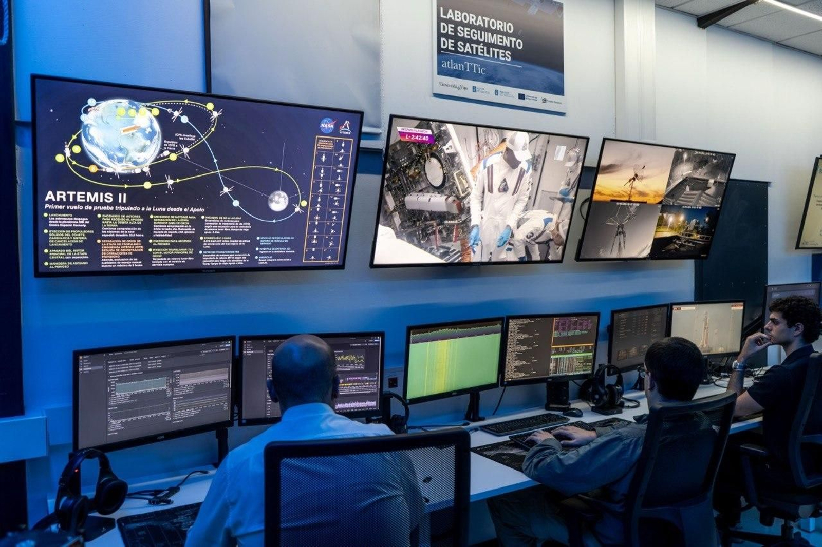 Miembros del grupo ATRG durante el día del lanzamiento de la misión Artemis II