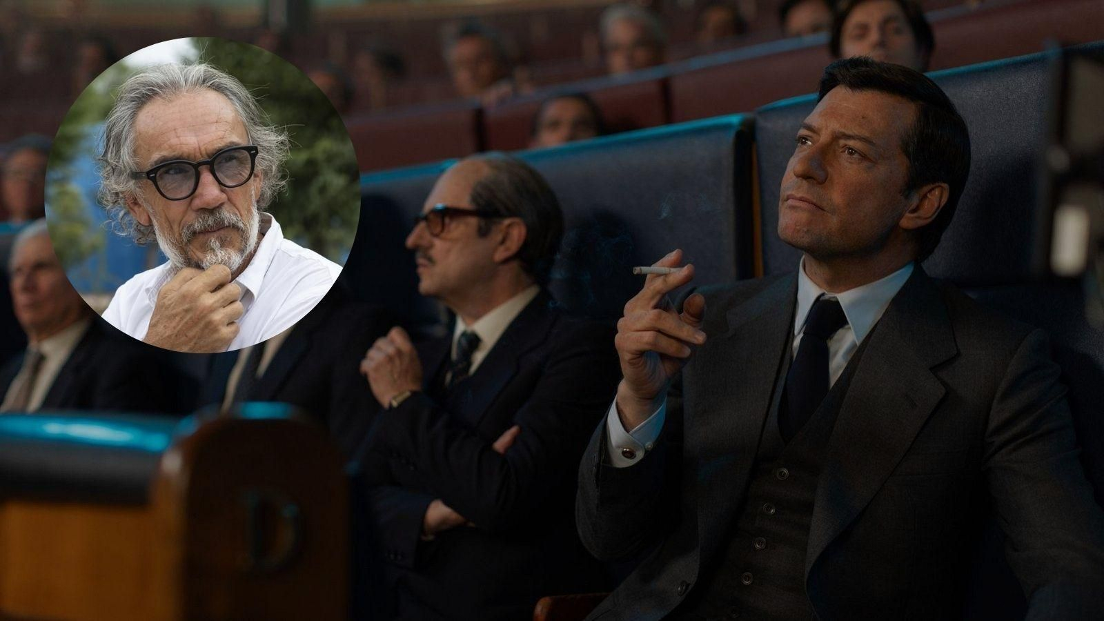 El productor José Manuel Lorenzo y un fotograma de la miniserie 'Anatomía de un instante'