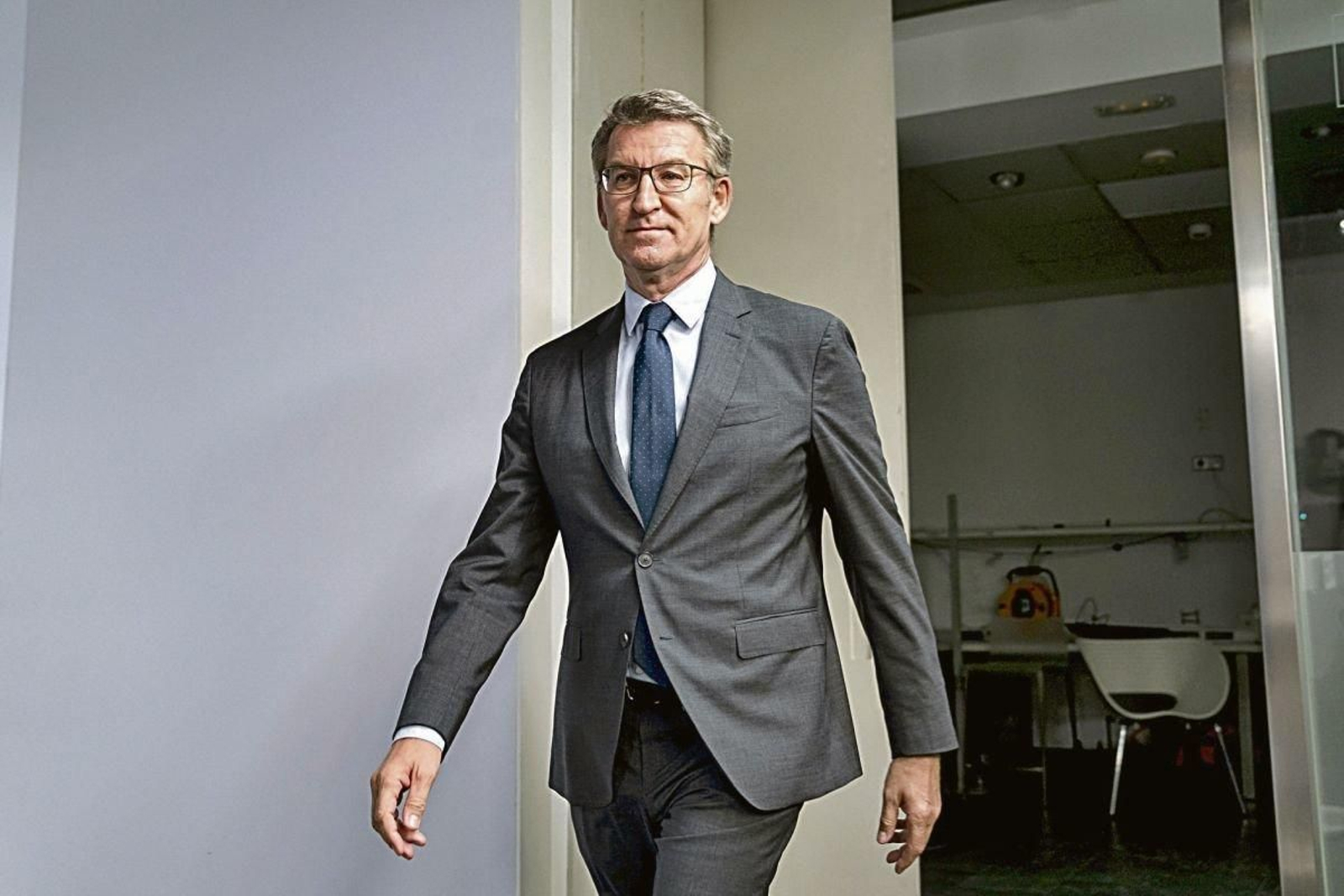 El presidente del PP, Alberto Núñez Feijóo, en la sede del partido.