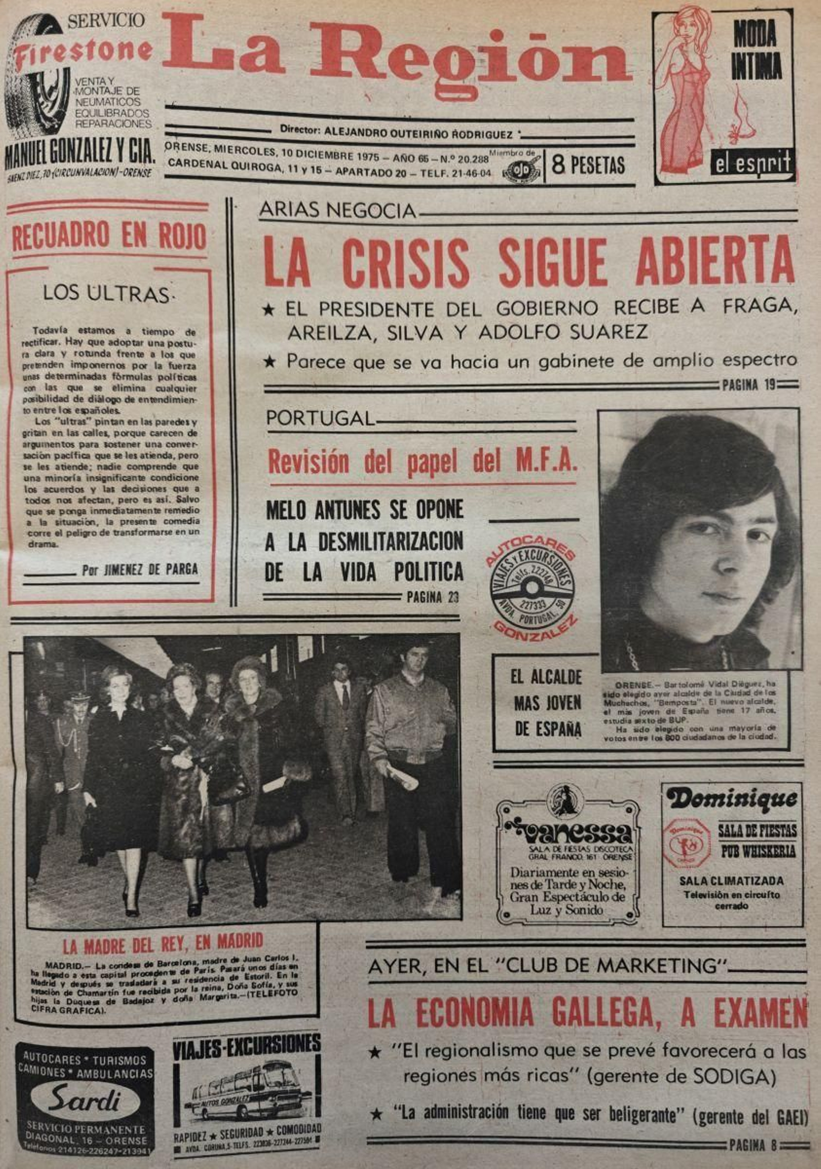 La primera página del 10 de diciembre de 1975